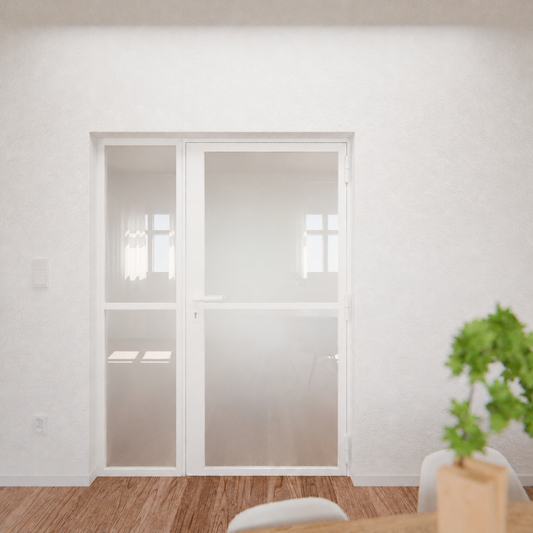 Lofttür LOFT1, Milchglas, Weiß