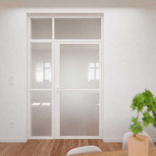 Lofttür LOFT1, Milchglas, Weiß