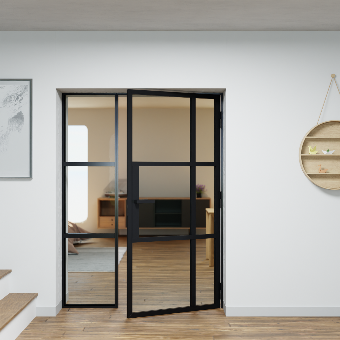 LoftTueren.shop - Lofttür LOFT10 mit Seitenteil links - offen