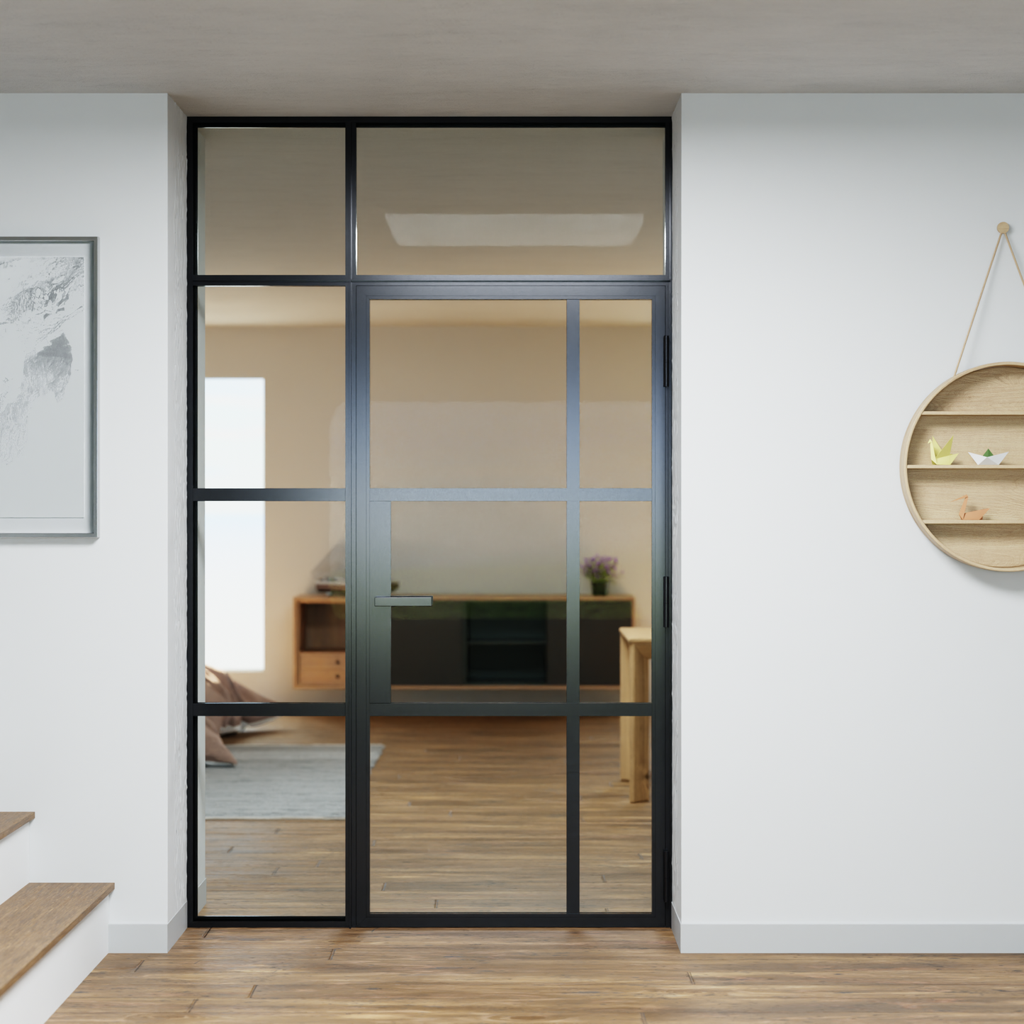 LoftTueren.shop - Lofttür LOFT10 mit Oberlicht und Seitenteil links
