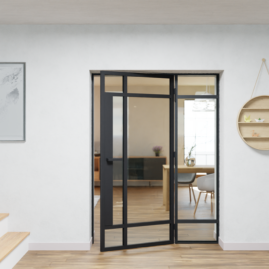 LoftTueren.shop - Lofttür LOFT8 mit Seitenteil rechts - offen