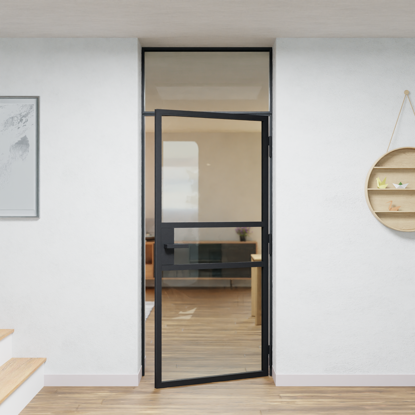 LoftTueren.shop - Lofttür LOFT9 mit Oberlicht - offen