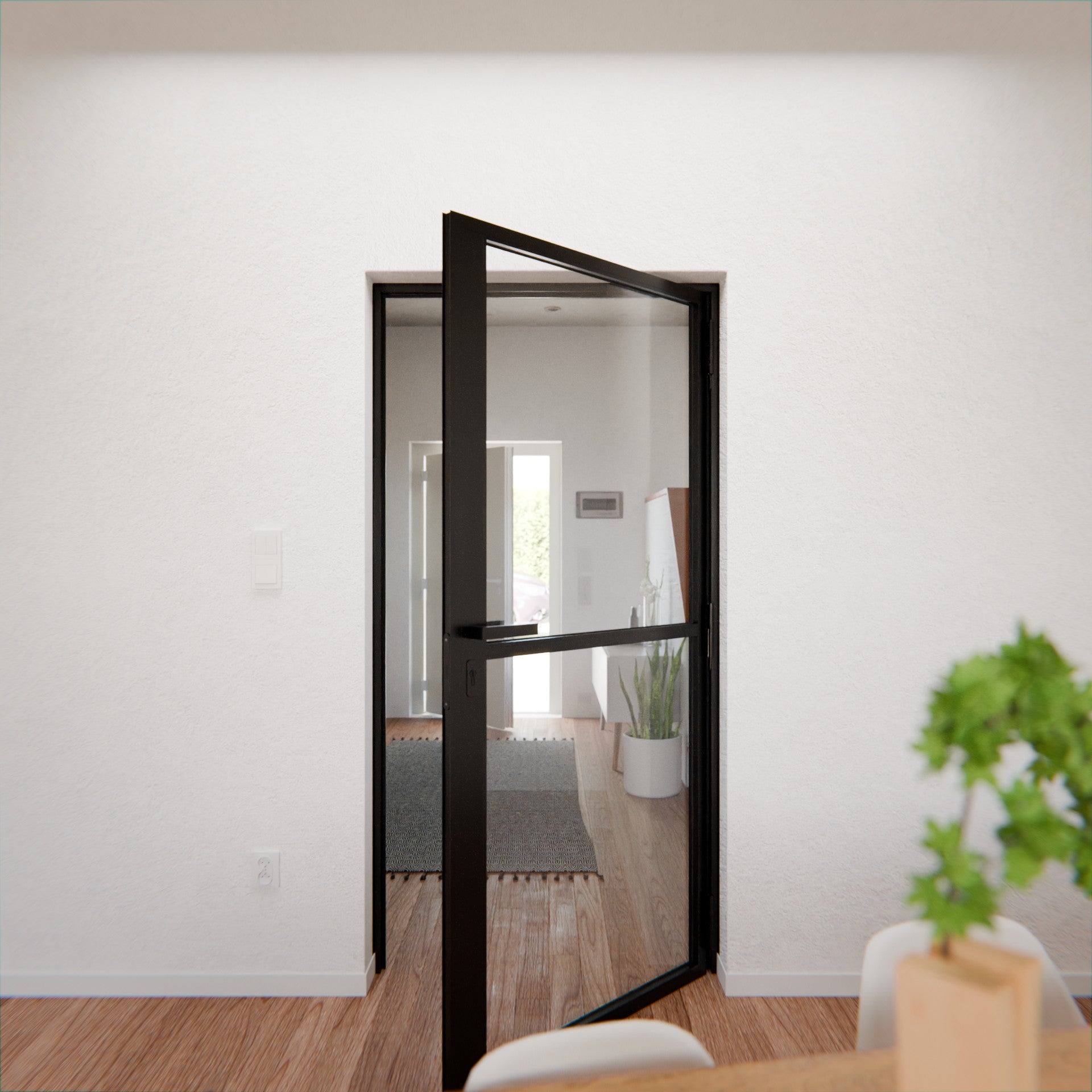 Lofttür LOFT1, Klarglas, Schwarz