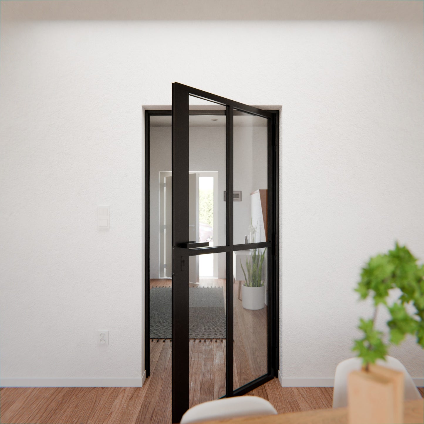 Lofttür LOFT2, Klarglas, Schwarz