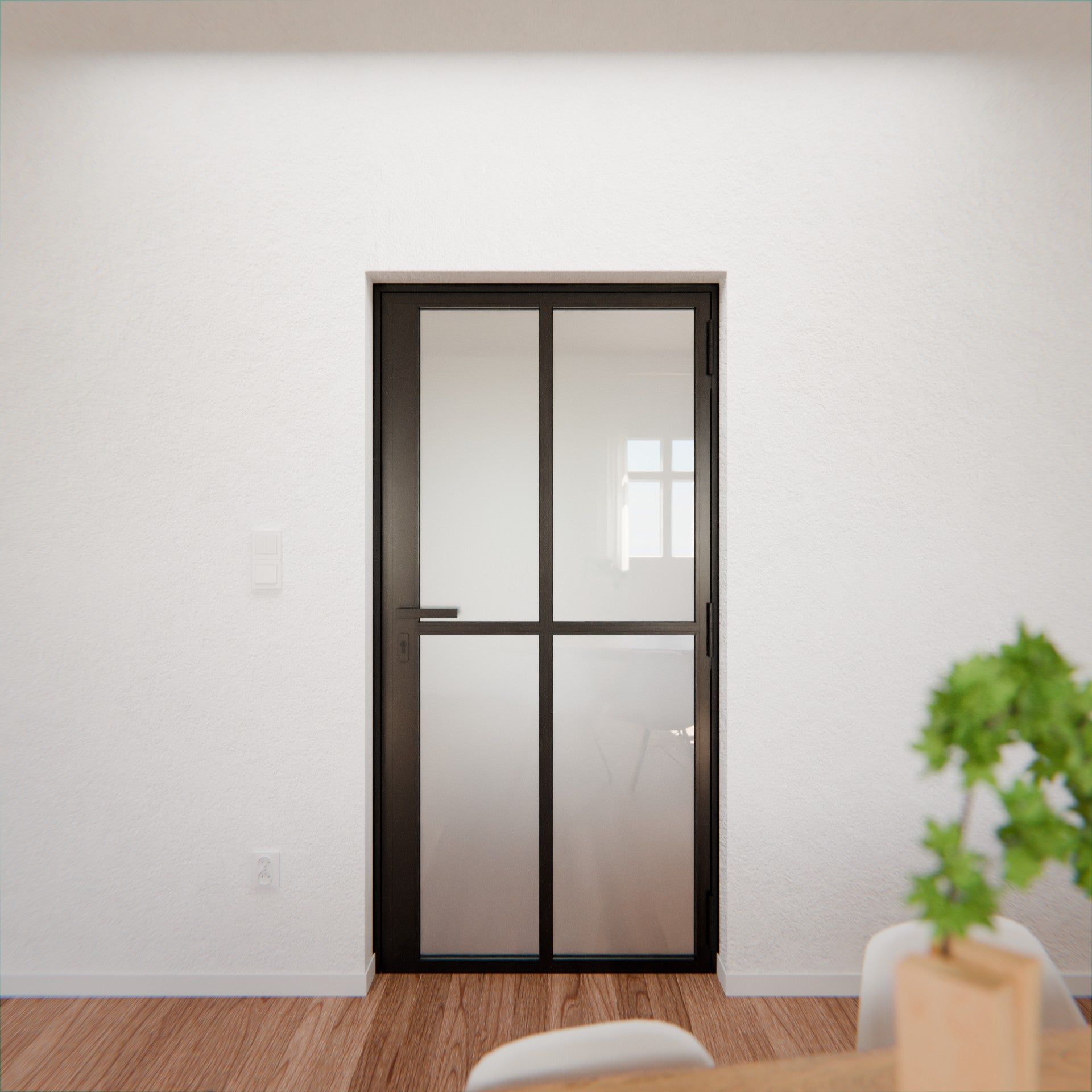 Lofttür LOFT2, Milchglas, Schwarz