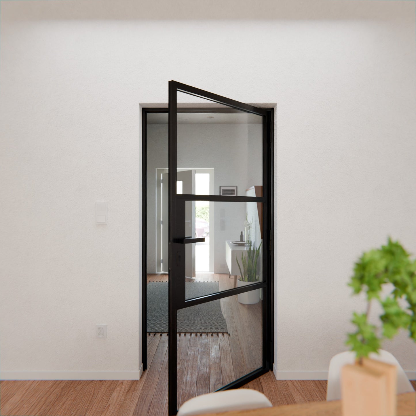 Lofttür LOFT3, Klarglas, Schwarz