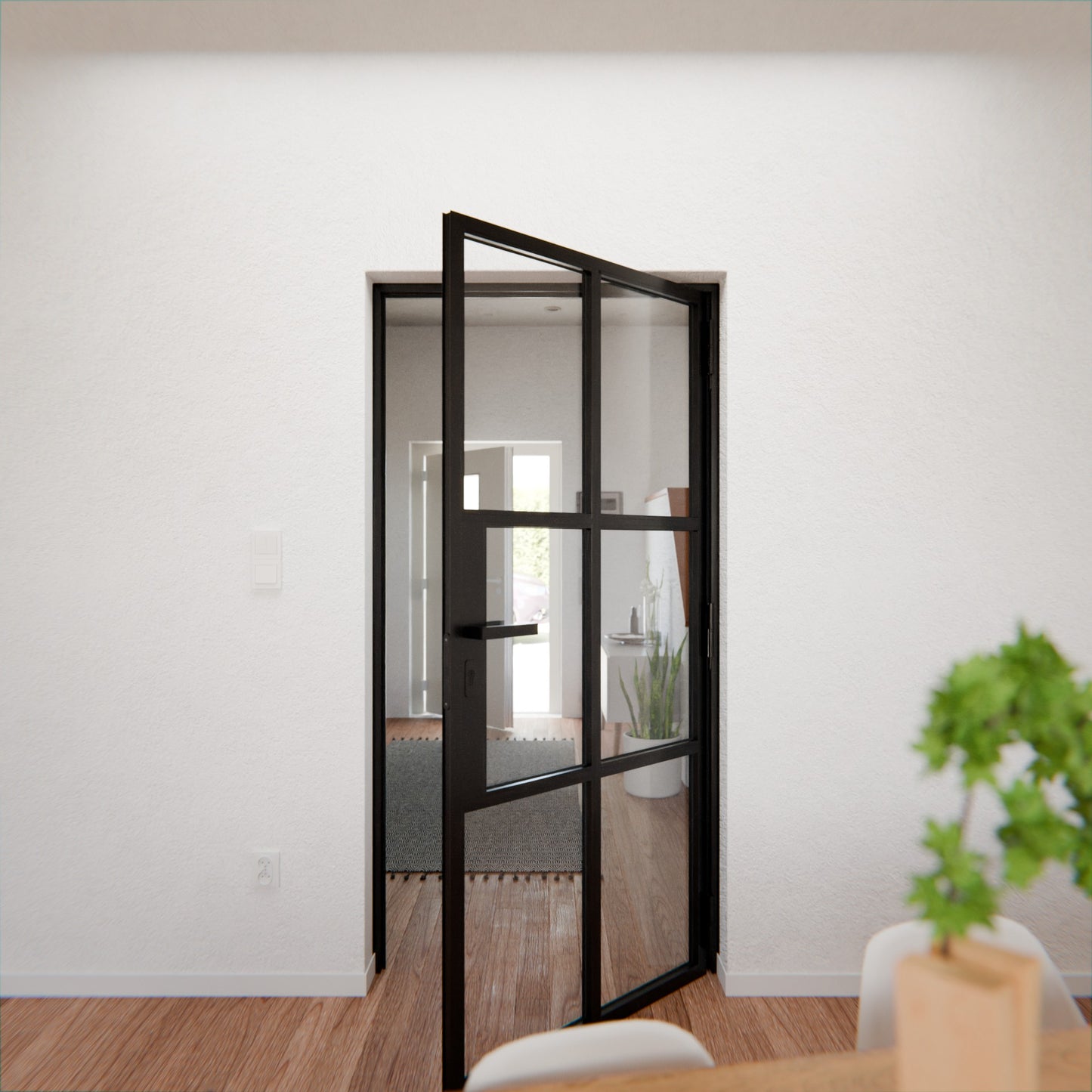 Lofttür LOFT4, Klarglas, Schwarz