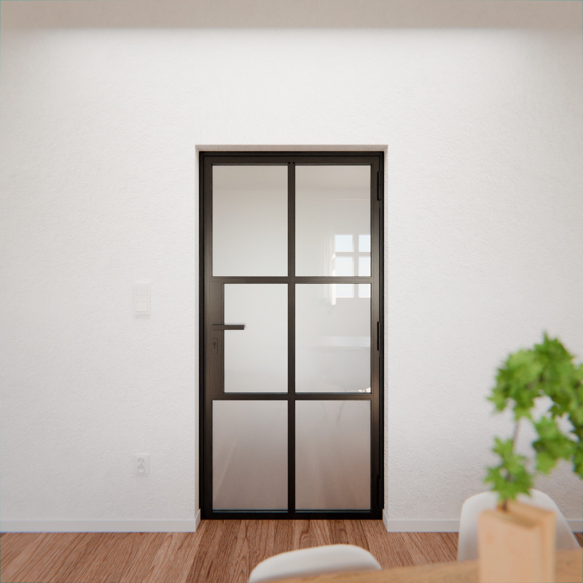 Lofttür LOFT4, Milchglas, Schwarz