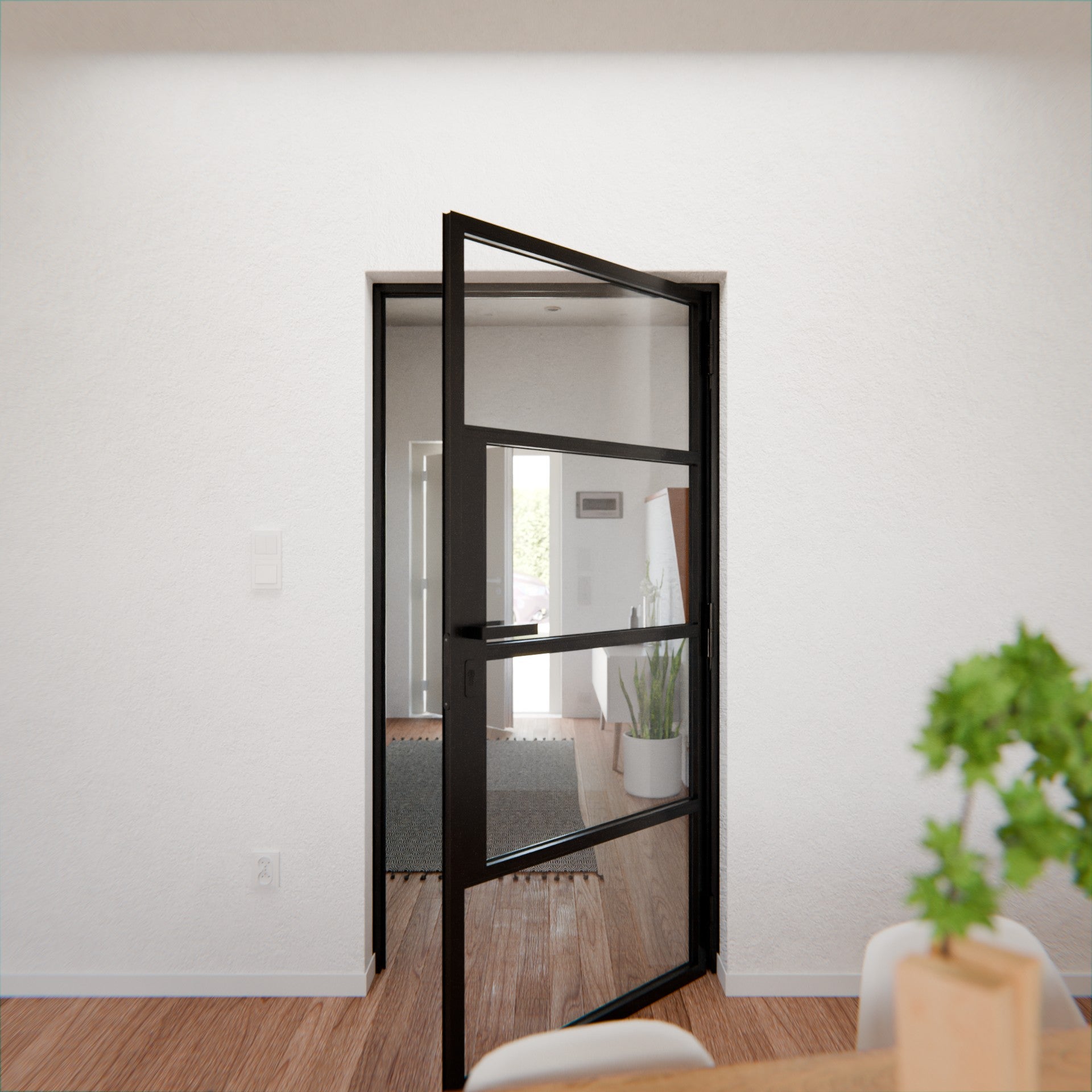 Lofttür LOFT5, Klarglas, Schwarz