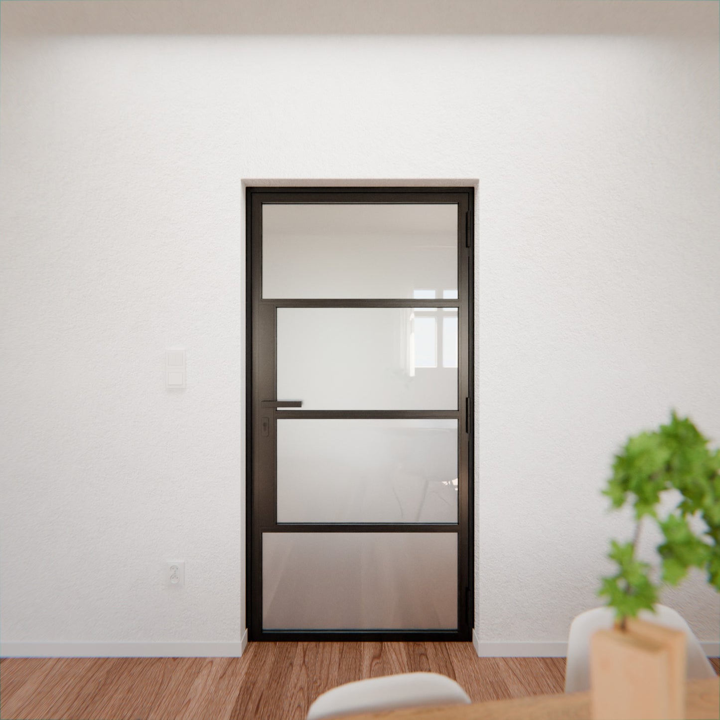 Lofttür LOFT5, Milchglas, Schwarz