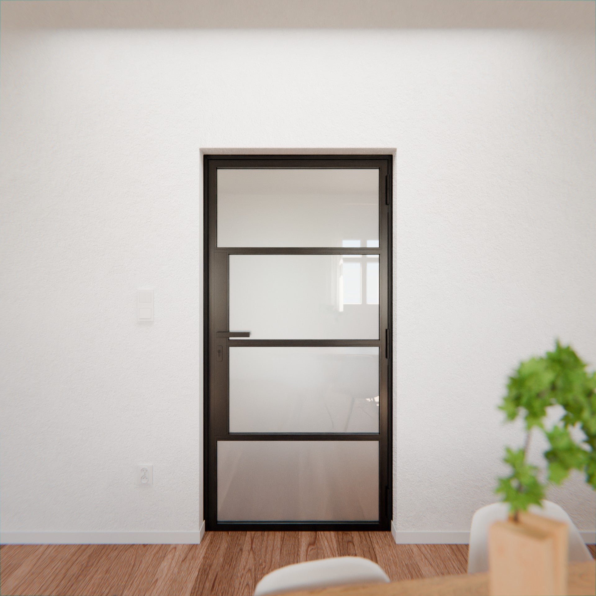 Lofttür LOFT5, Milchglas, Schwarz