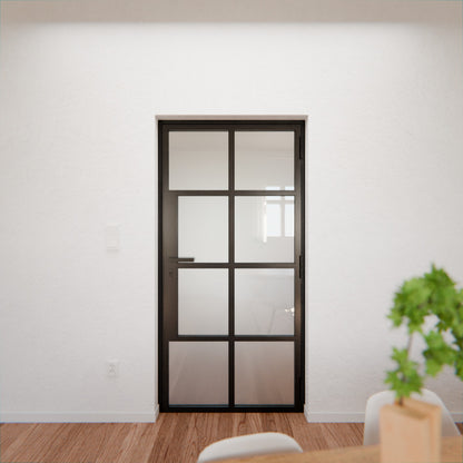 Lofttür LOFT6, Milchglas, Schwarz