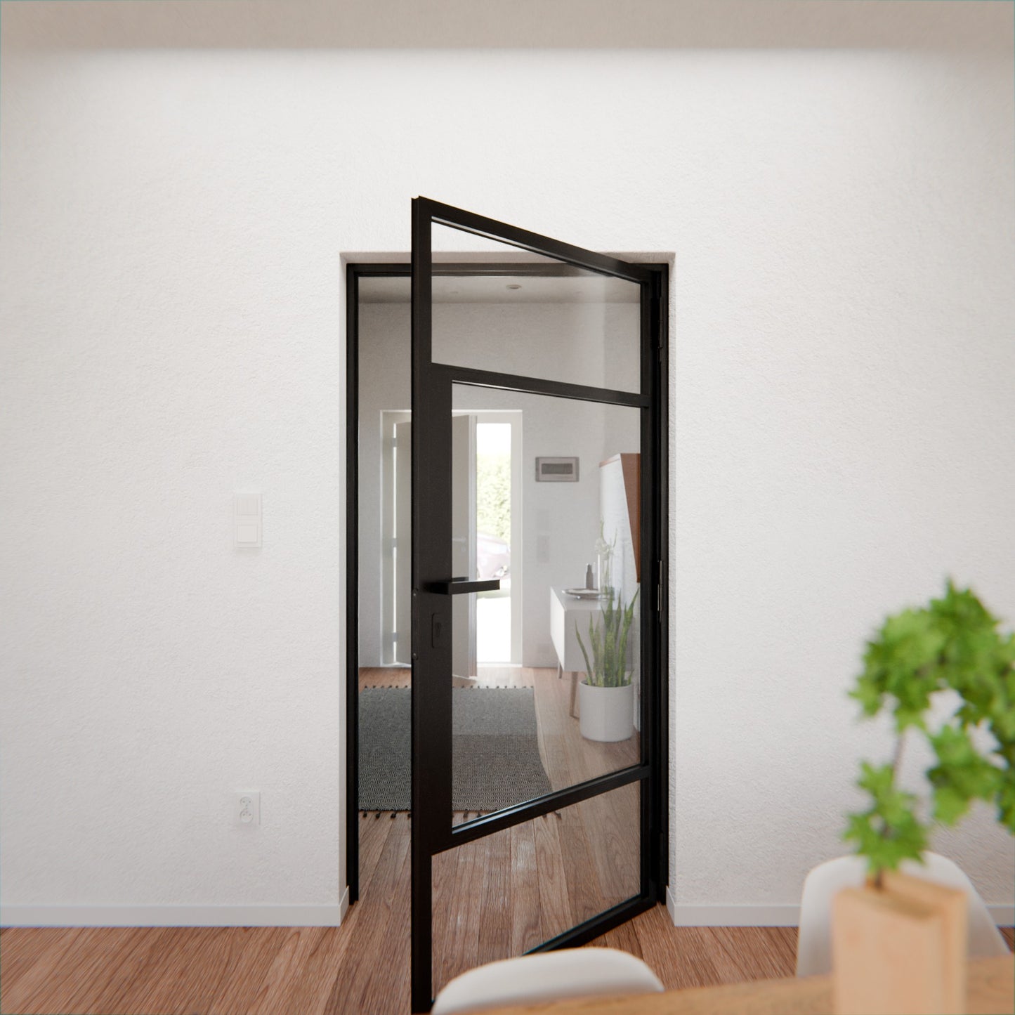 Lofttür LOFT7, Klarglas, Schwarz