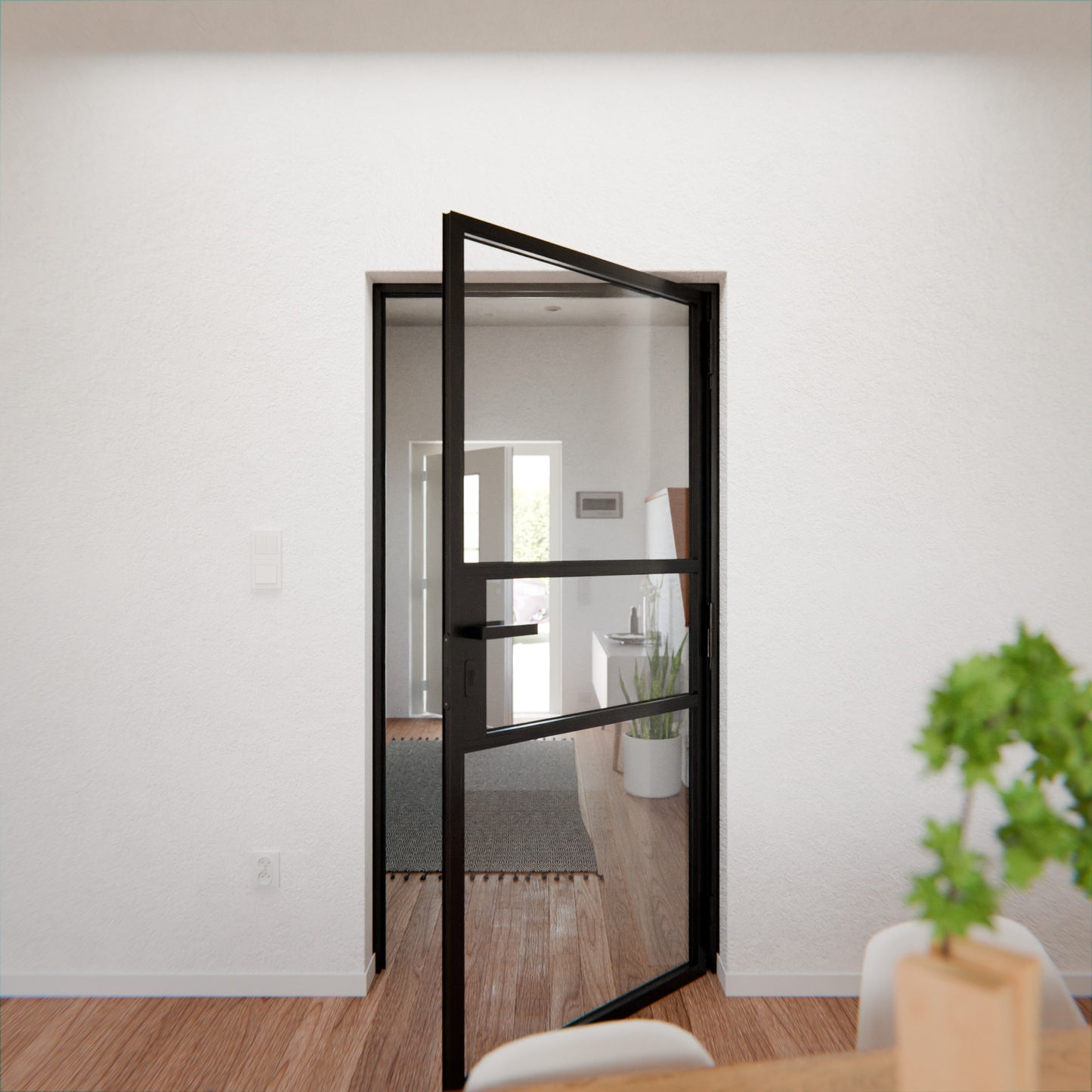 Lofttür LOFT9, Klarglas, Schwarz