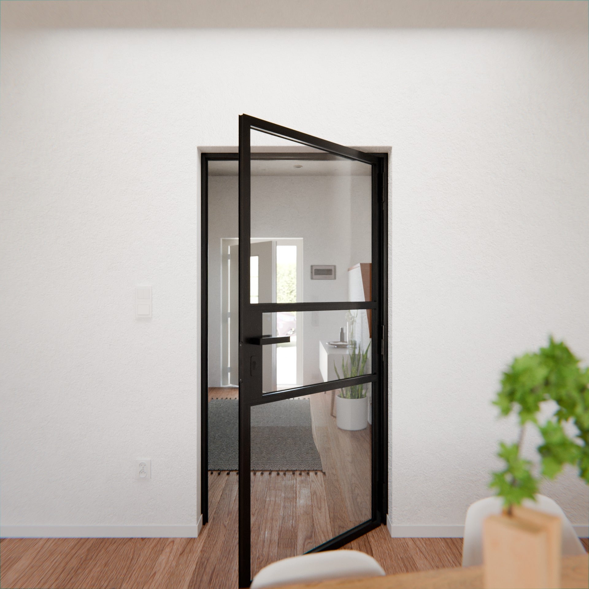 Lofttür LOFT9, Klarglas, Schwarz