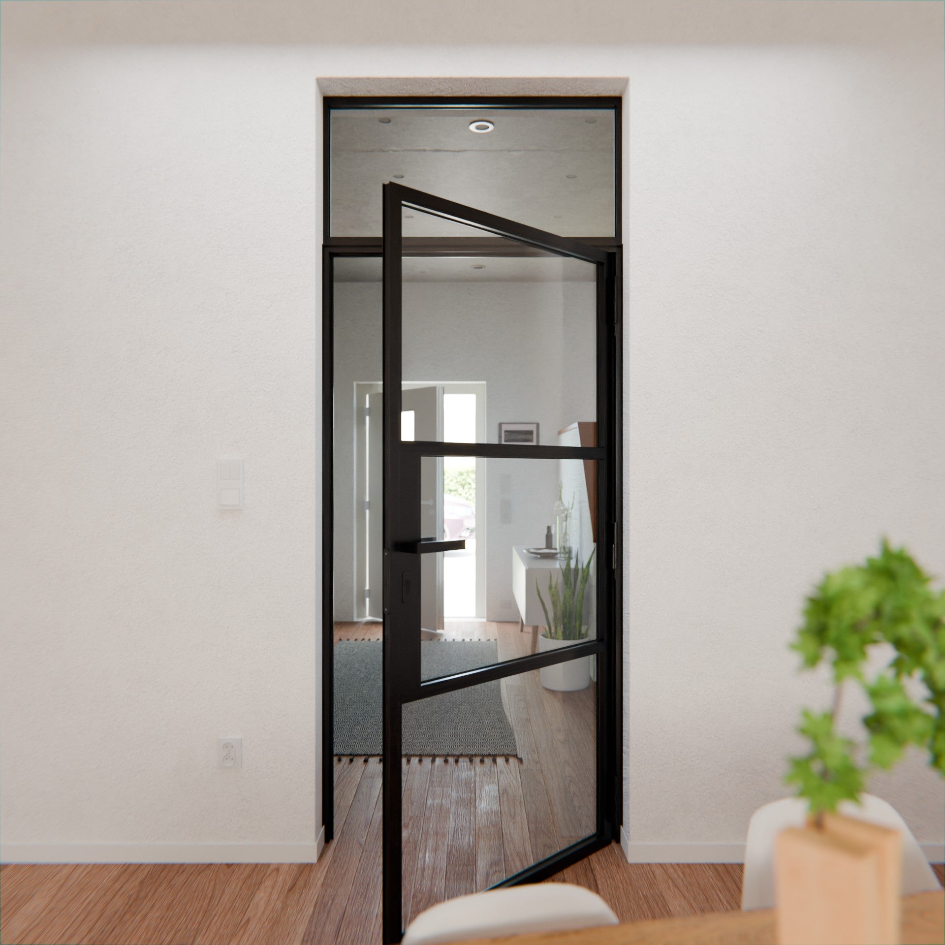 Lofttür LOFT3, Klarglas, Schwarz