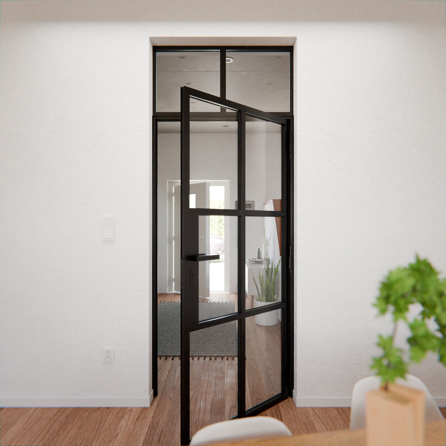 Lofttür LOFT4, Klarglas, Schwarz