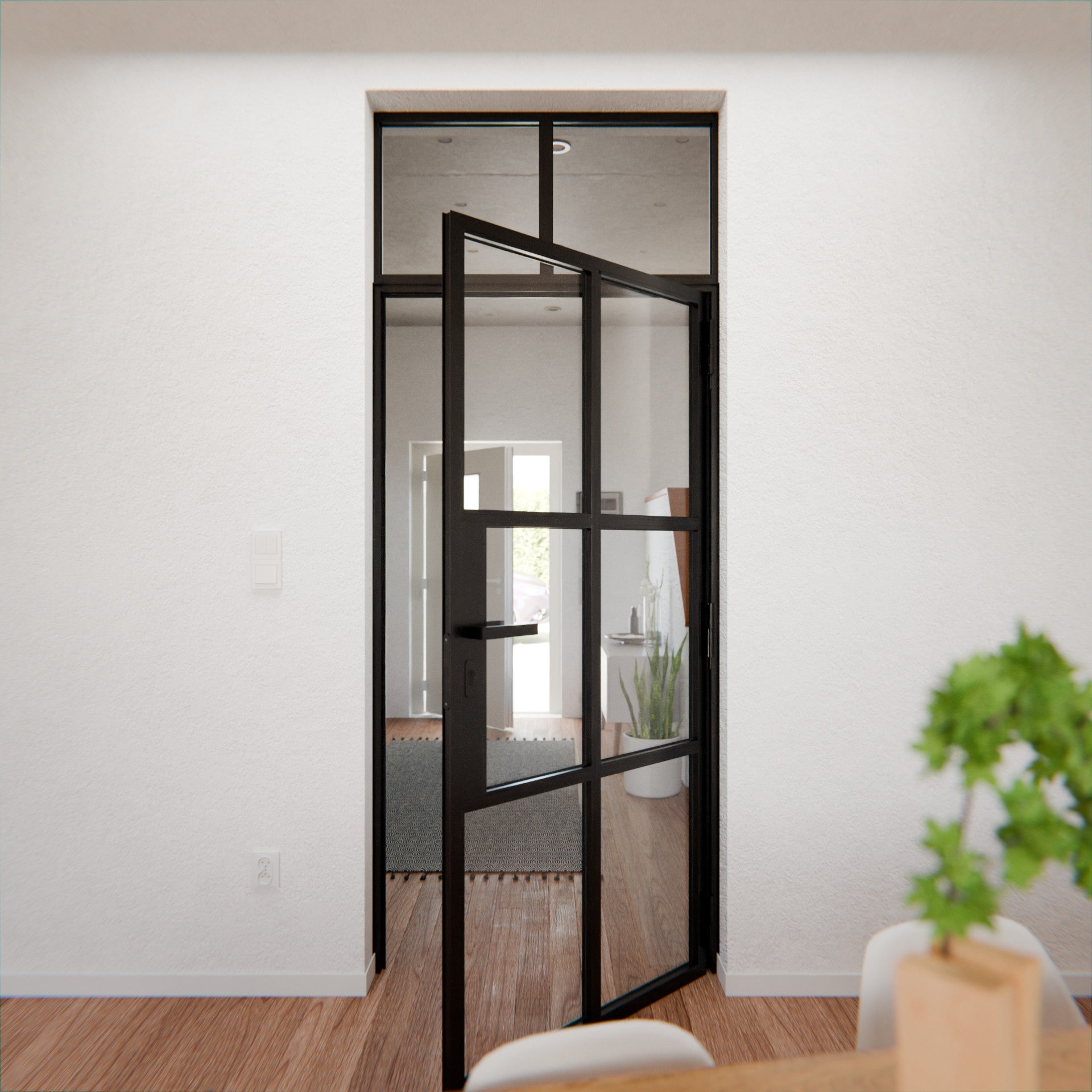 Lofttür LOFT4, Klarglas, Schwarz