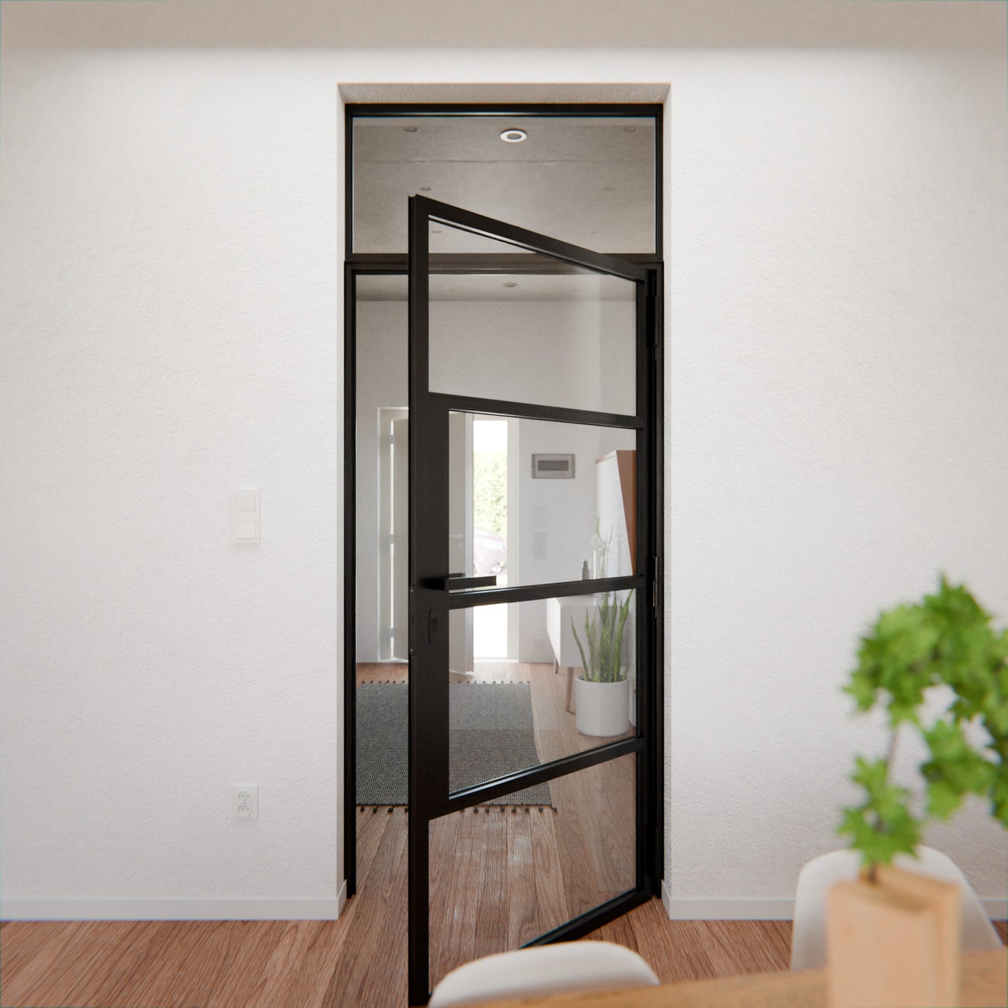 Lofttür LOFT5, Klarglas, Schwarz