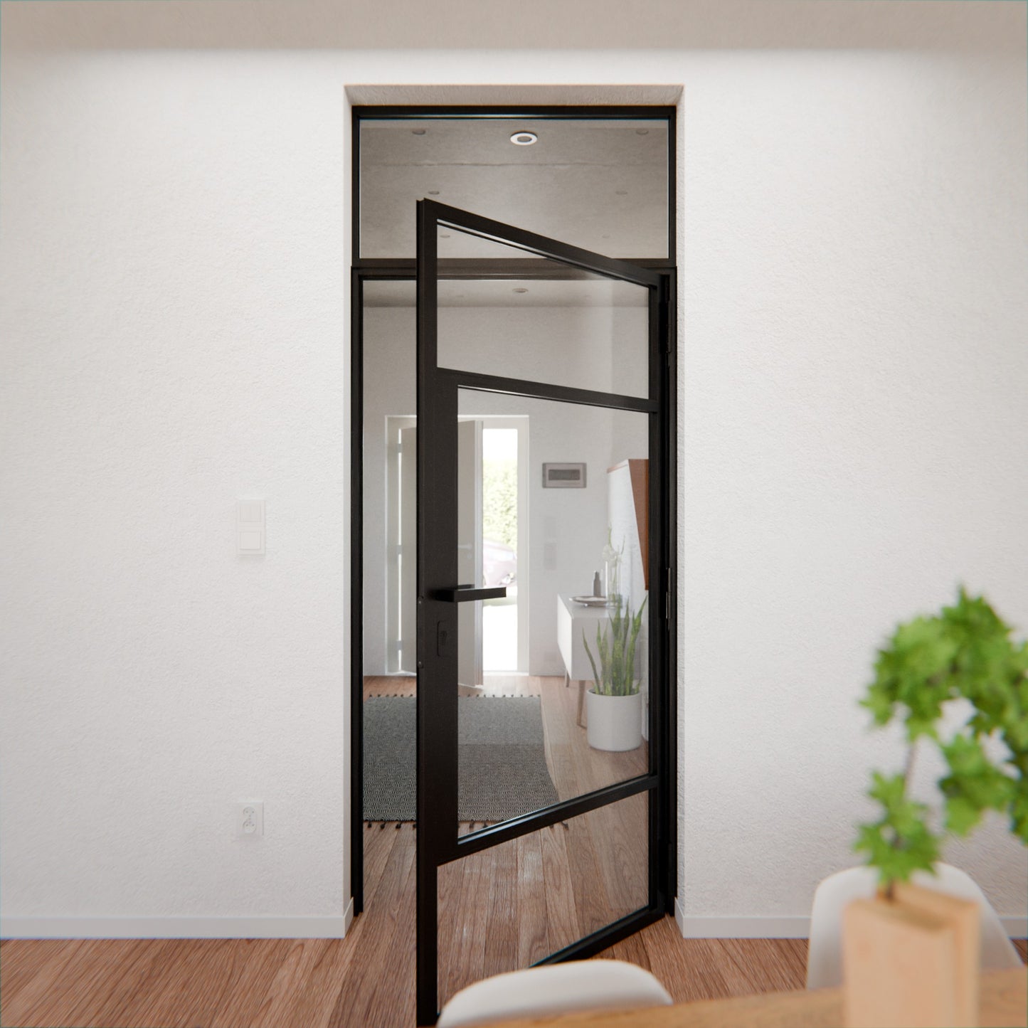 Lofttür LOFT7, Klarglas, Schwarz