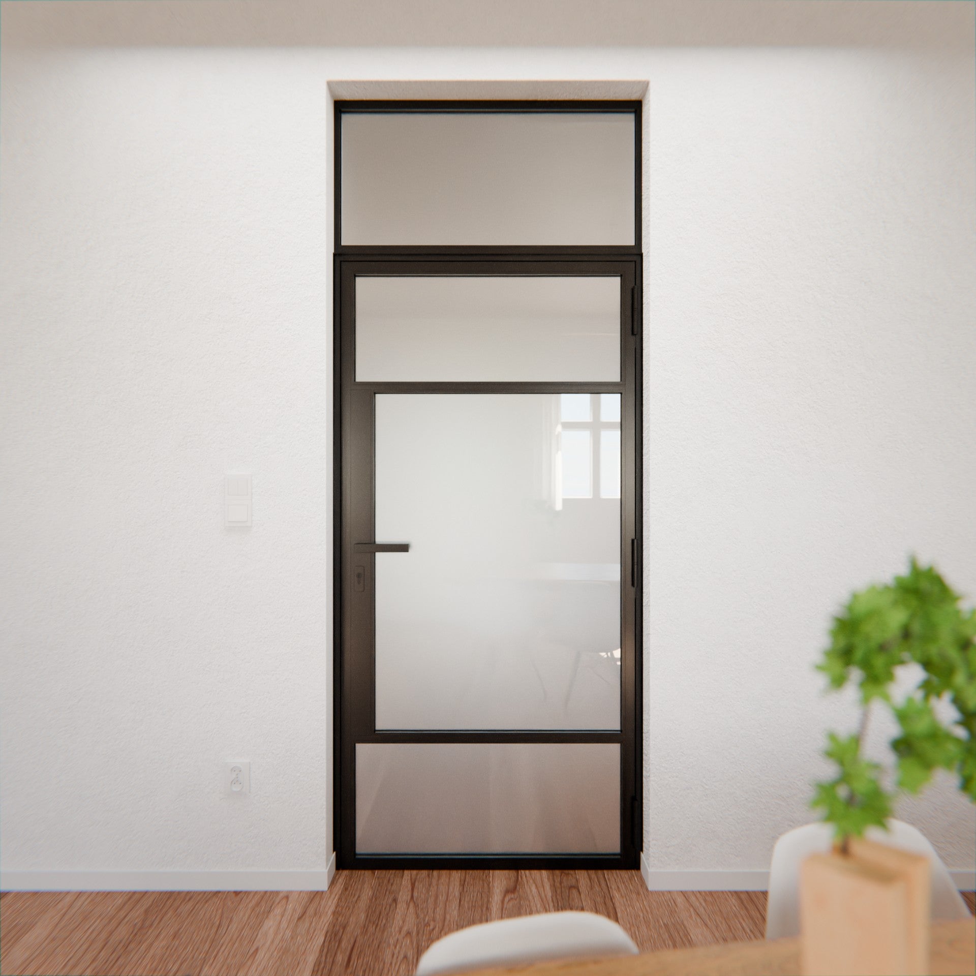 Lofttür LOFT7, Milchglas, Schwarz