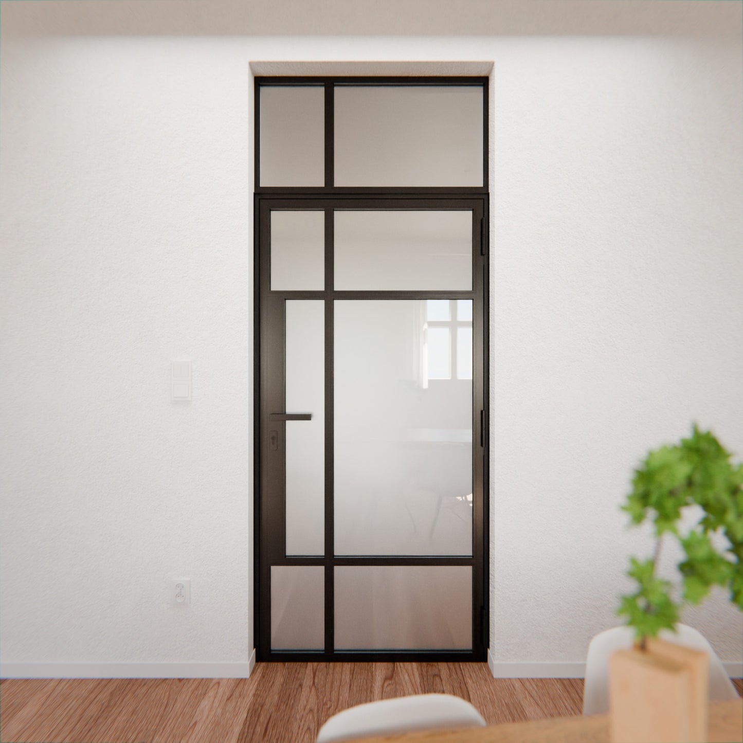 Lofttür LOFT8, Milchglas, Schwarz