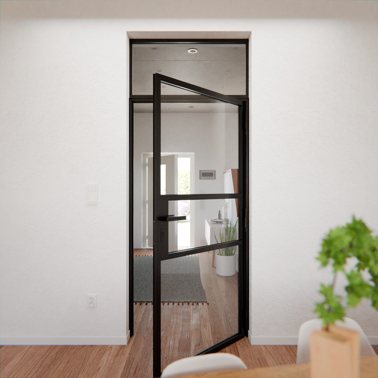 Lofttür LOFT9, Klarglas, Schwarz