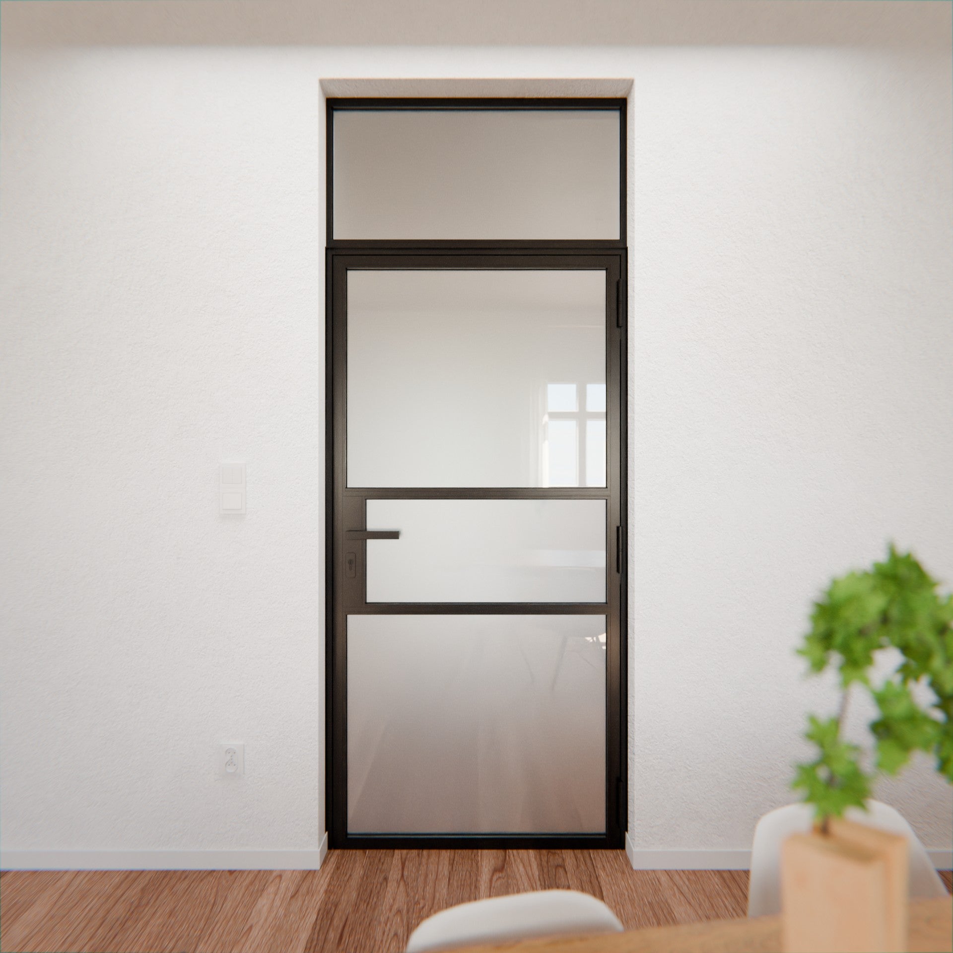 Lofttür LOFT9, Milchglas, Schwarz