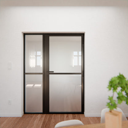 Lofttür LOFT1, Milchglas, Schwarz