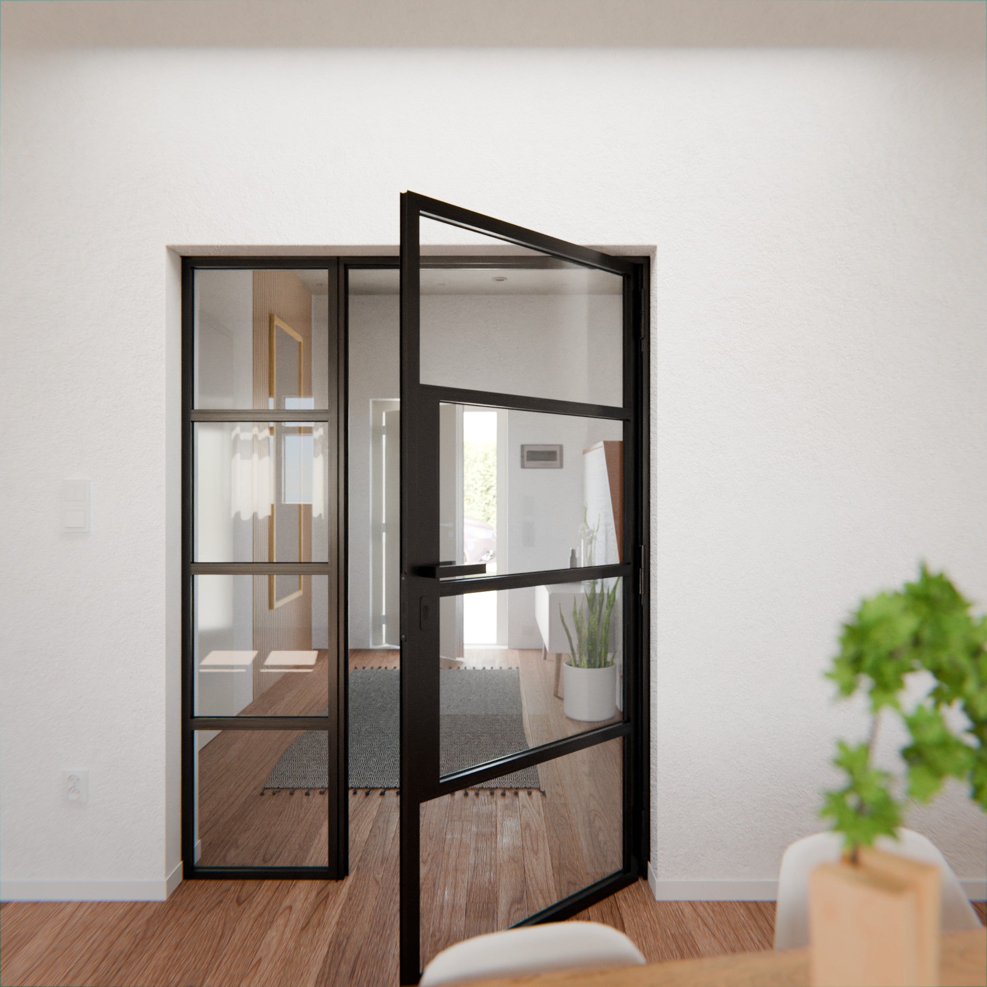 Lofttür LOFT5, Klarglas, Schwarz