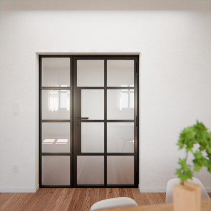 Lofttür LOFT6, Milchglas, Schwarz