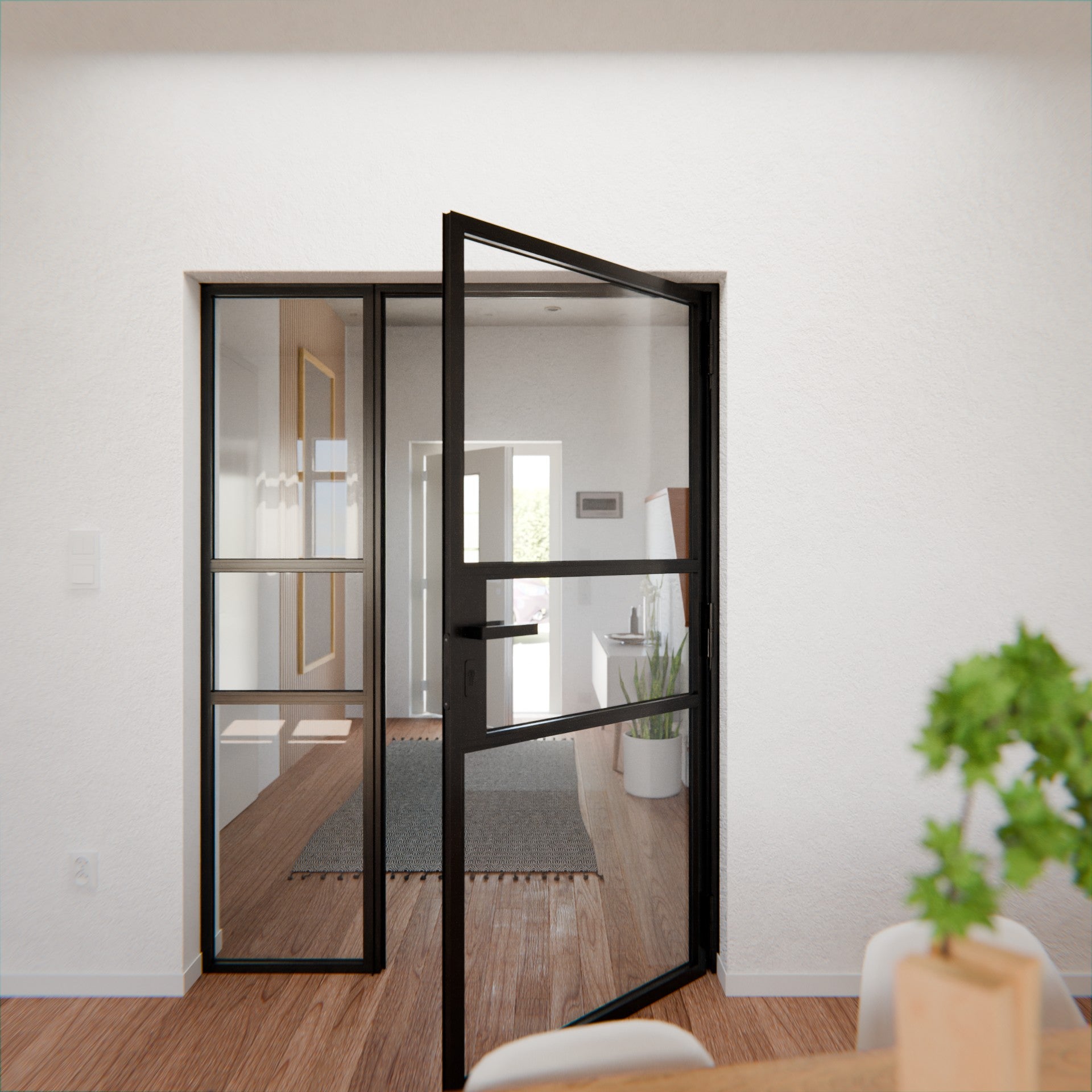 Lofttür LOFT9, Klarglas, Schwarz