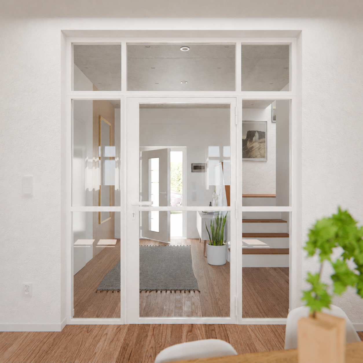 1-flg. Lofttür weiß – LOFT1 inkl. Oberlicht und Seitenteil links & rechts