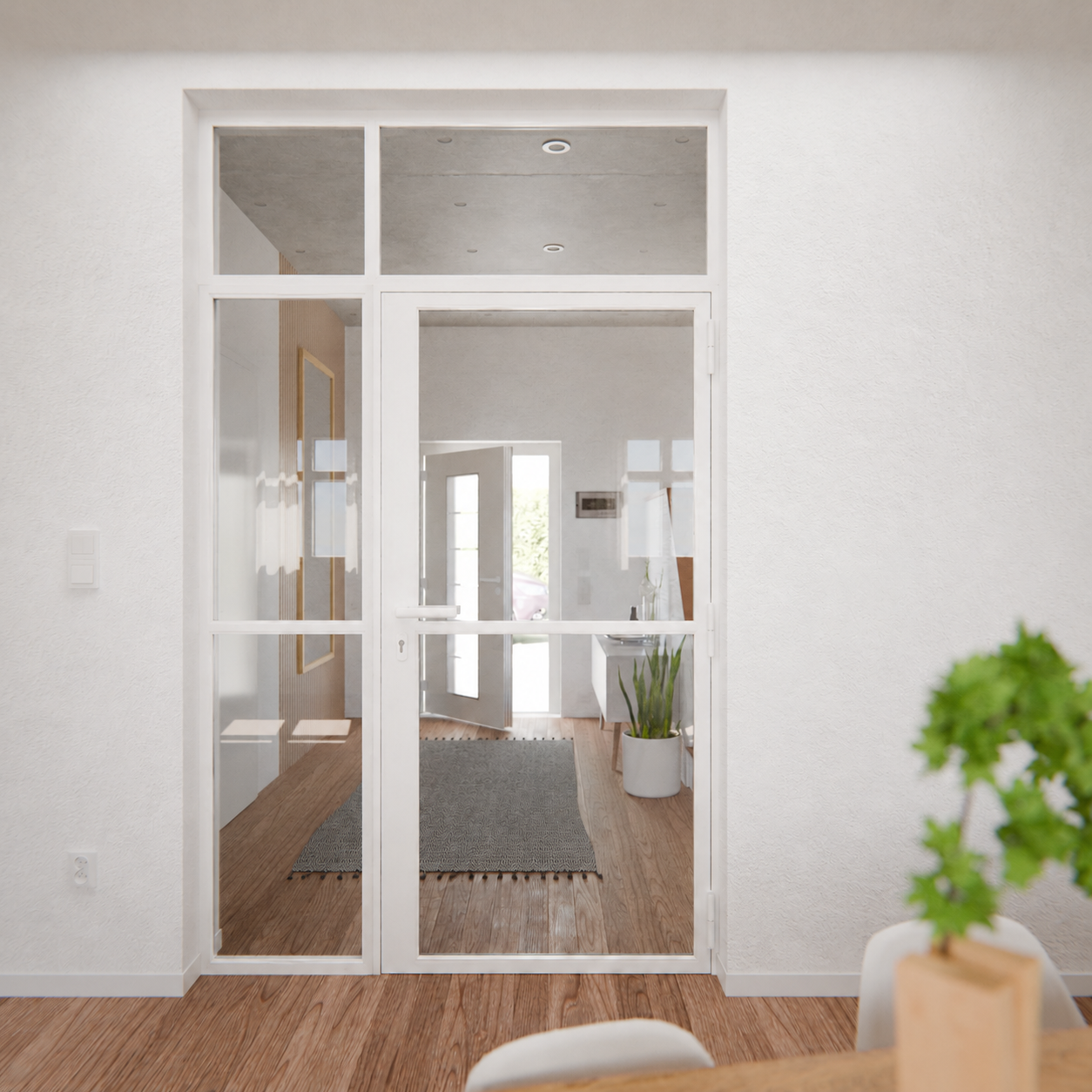 Lofttür LOFT1, Glas, Weiß