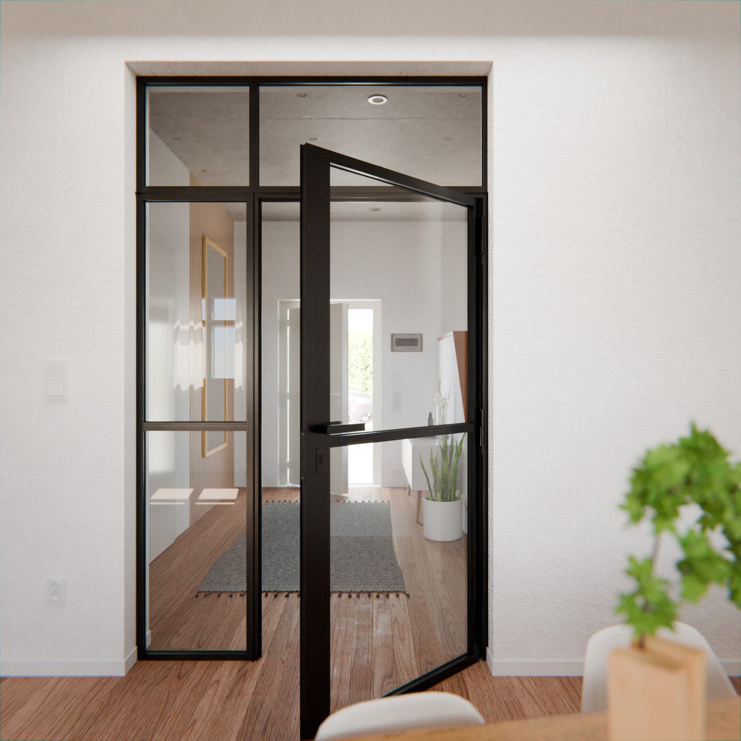 Lofttür LOFT1, Klarglas, Schwarz