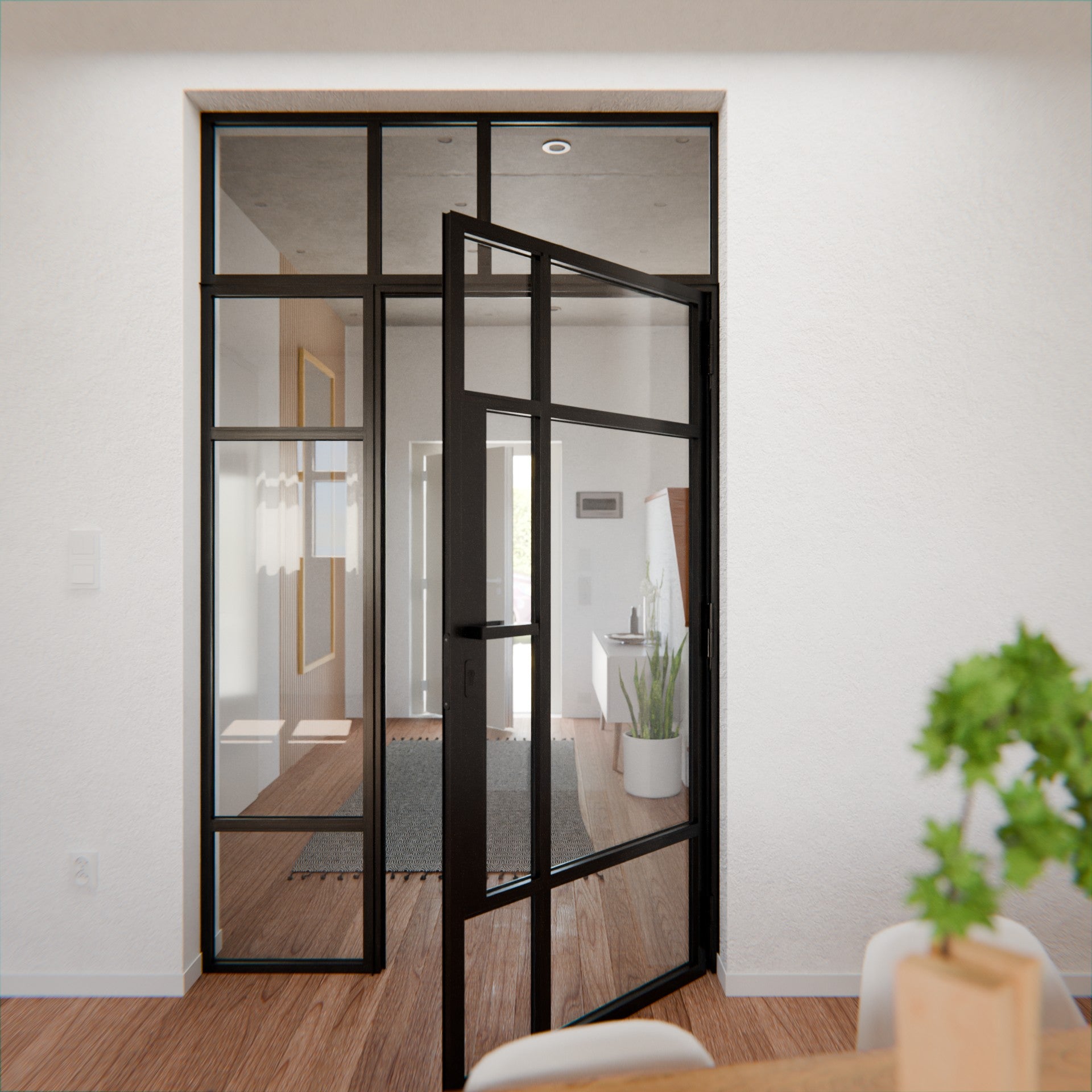 Lofttür LOFT10, Klarglas, Schwarz