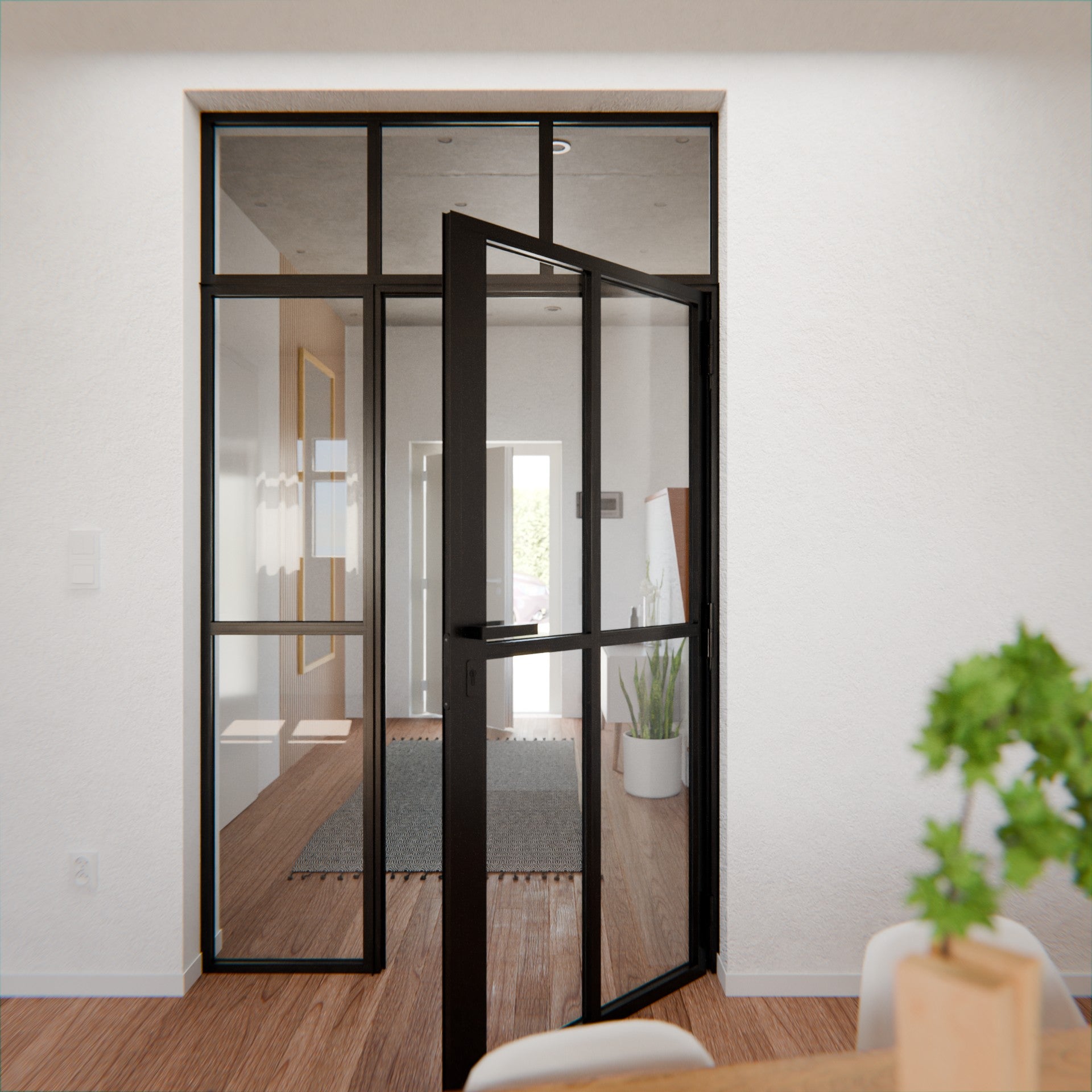 Lofttür LOFT2, Klarglas, Schwarz