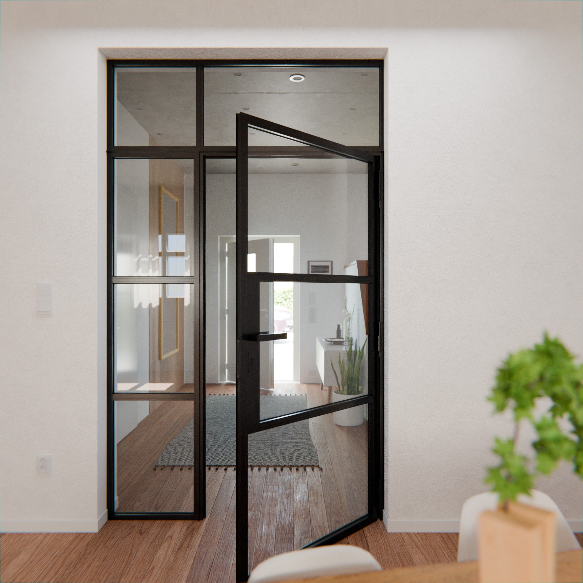 Lofttür LOFT3, Klarglas, Schwarz