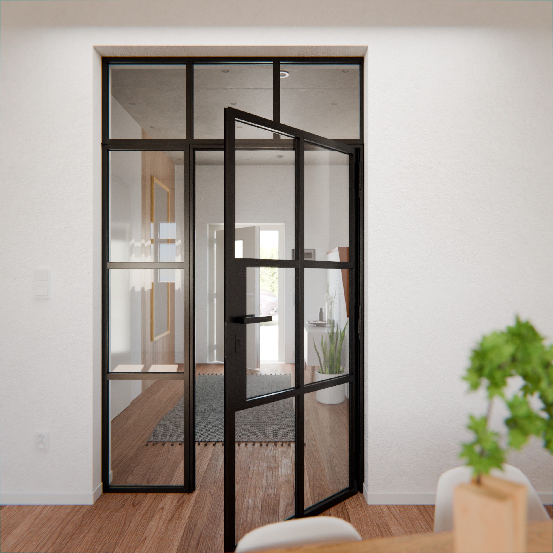 Lofttür LOFT4, Klarglas, Schwarz