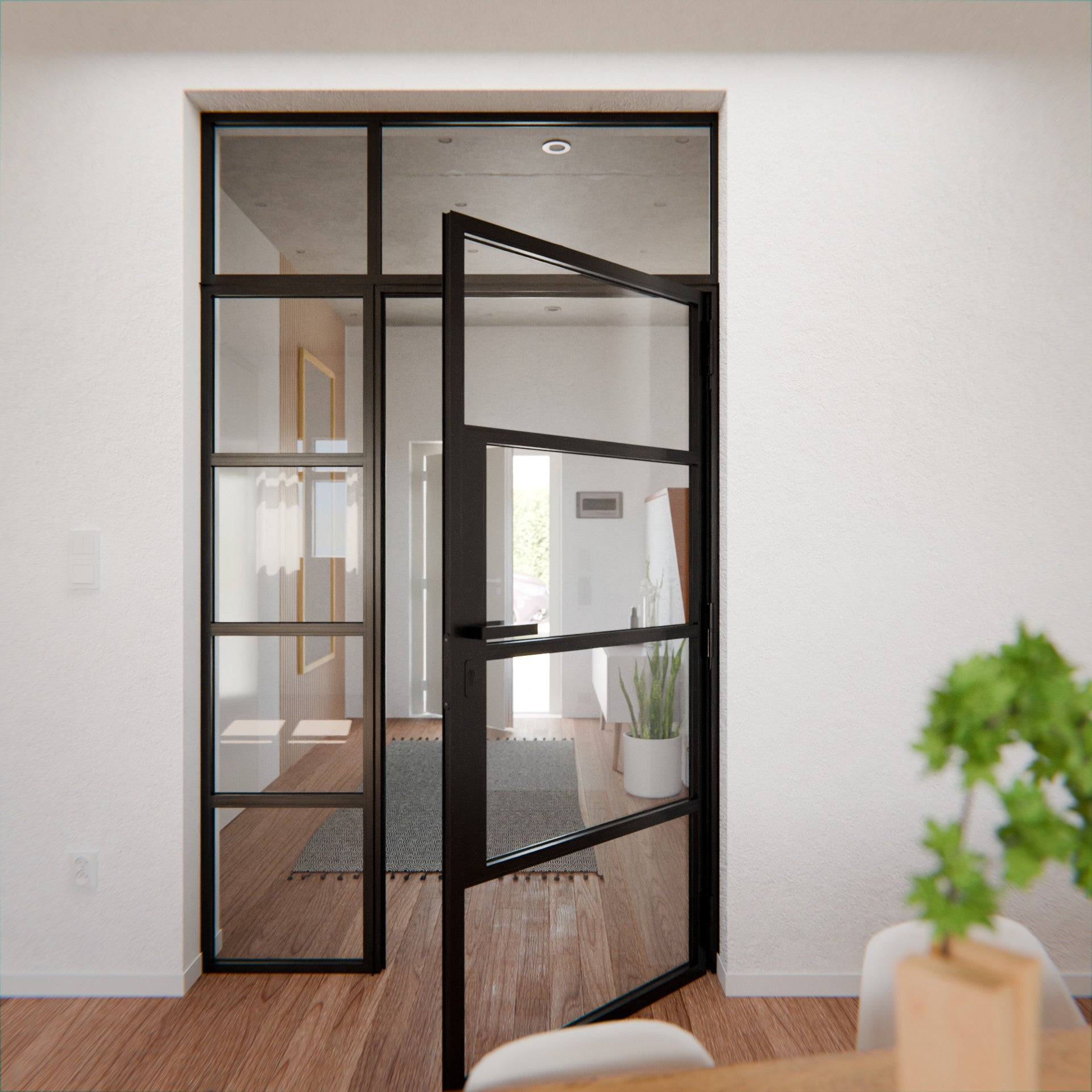 Lofttür LOFT5, Klarglas, Schwarz
