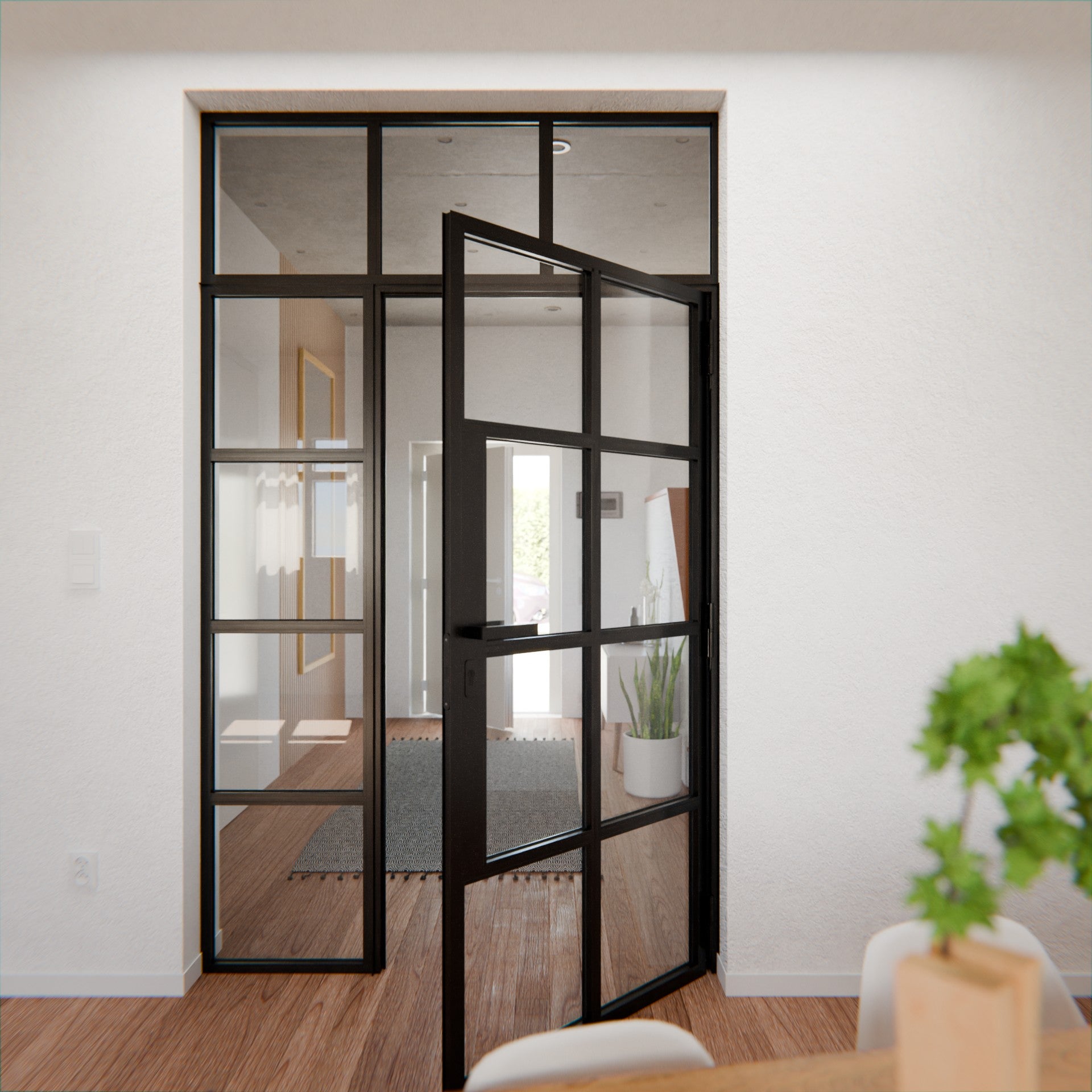 Lofttür LOFT6, Klarglas, Schwarz