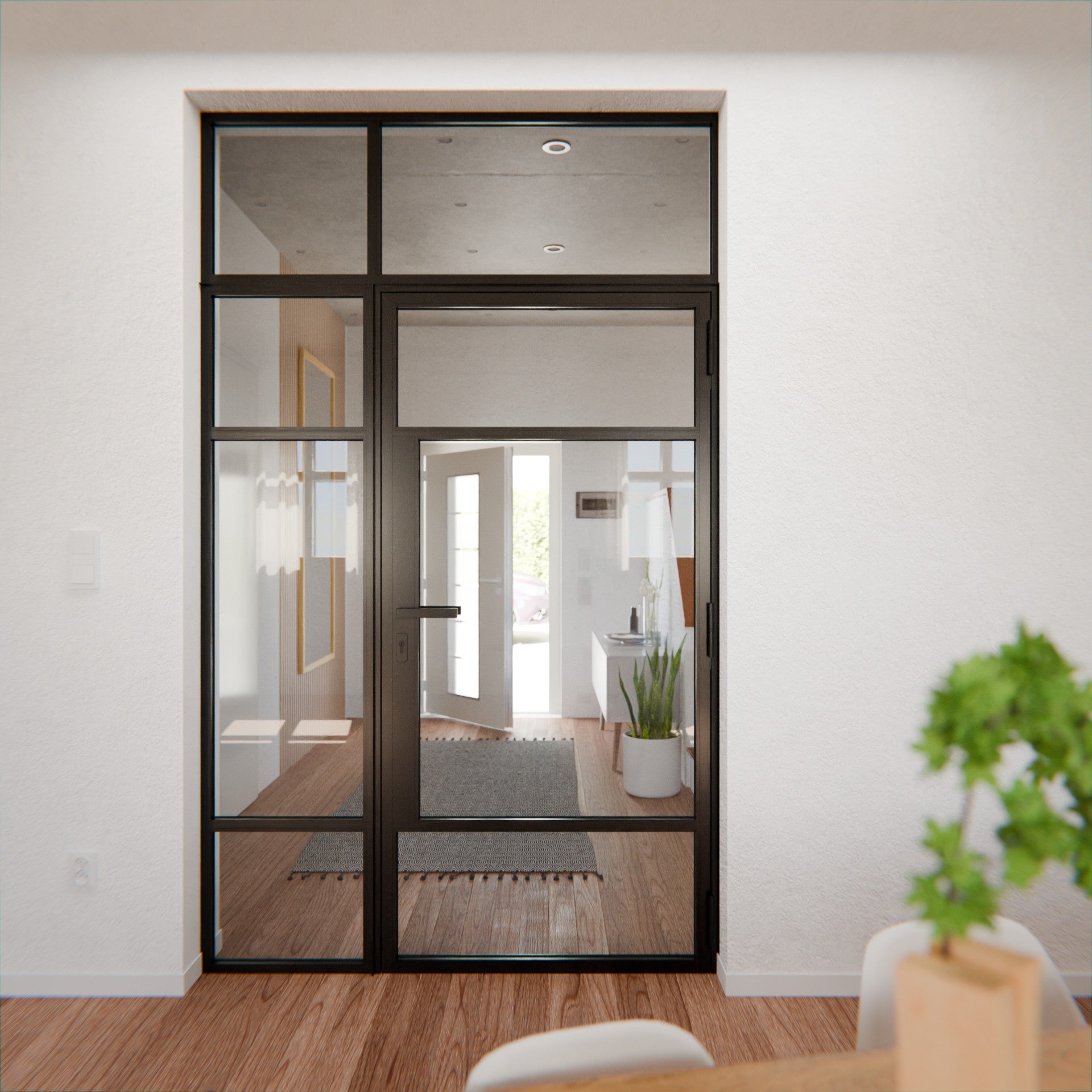 Lofttür LOFT7, Glas, Schwarz