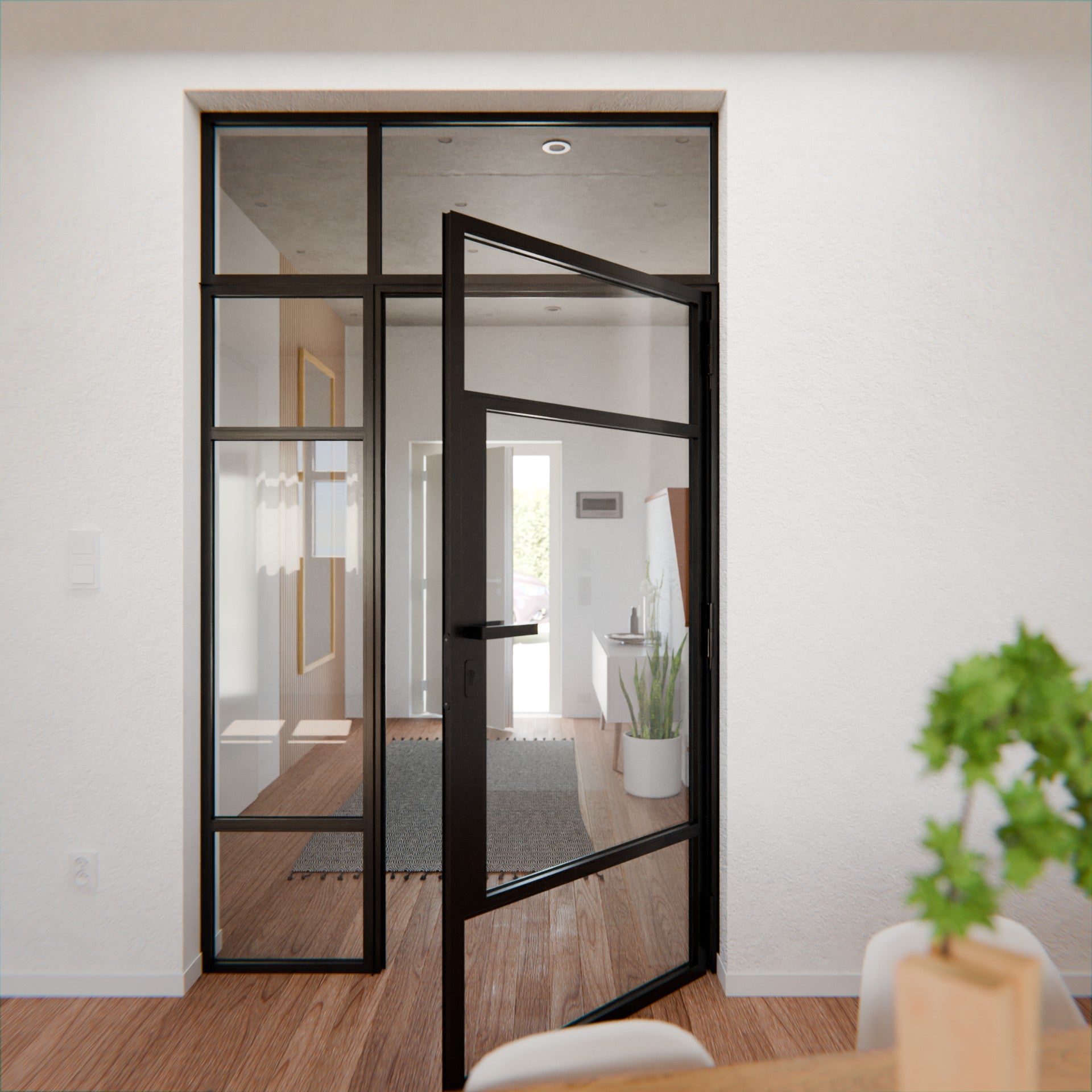 Lofttür LOFT7, Klarglas, Schwarz