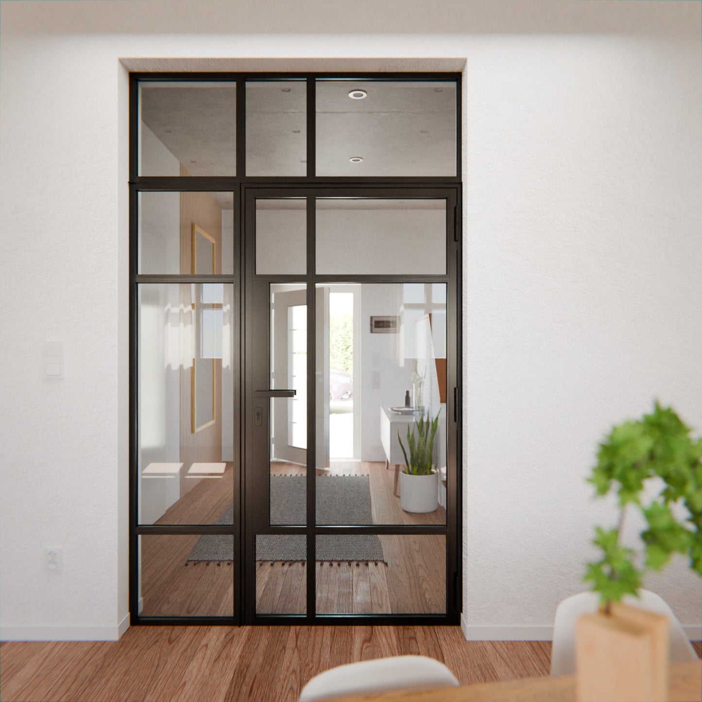 Lofttür LOFT8, Glas, Schwarz