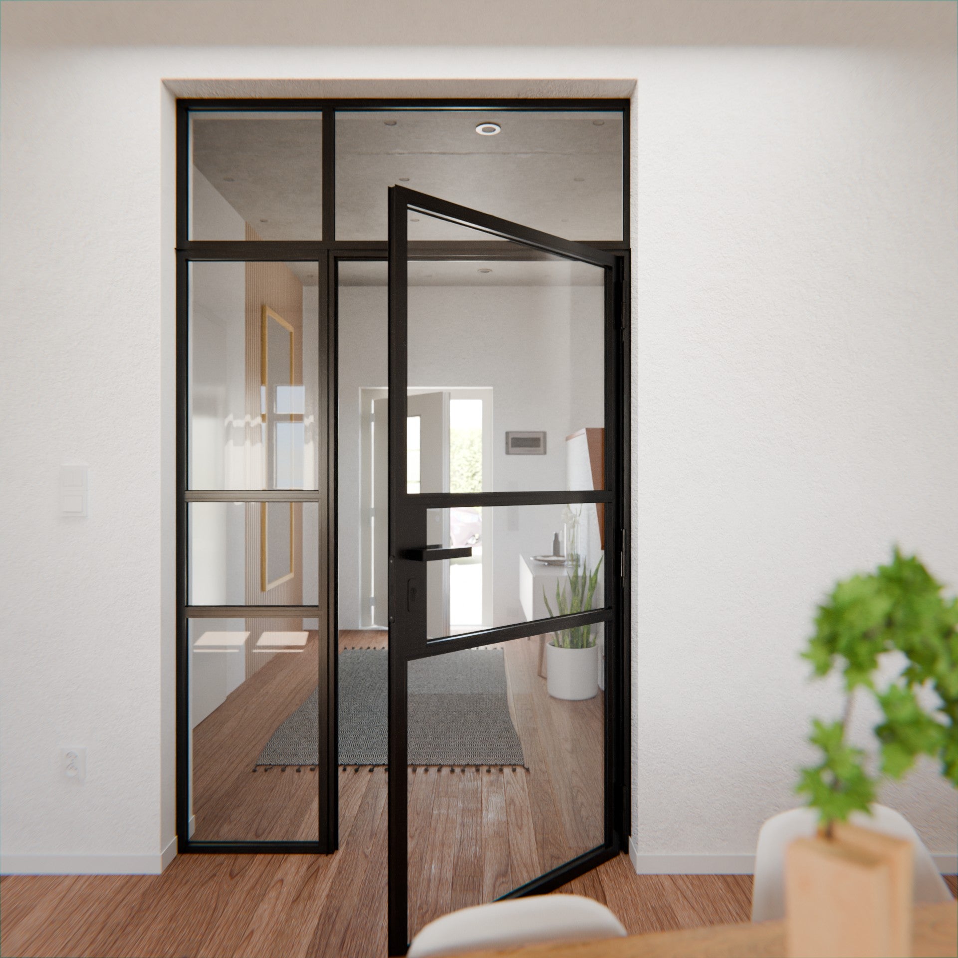 Lofttür LOFT9, Klarglas, Schwarz