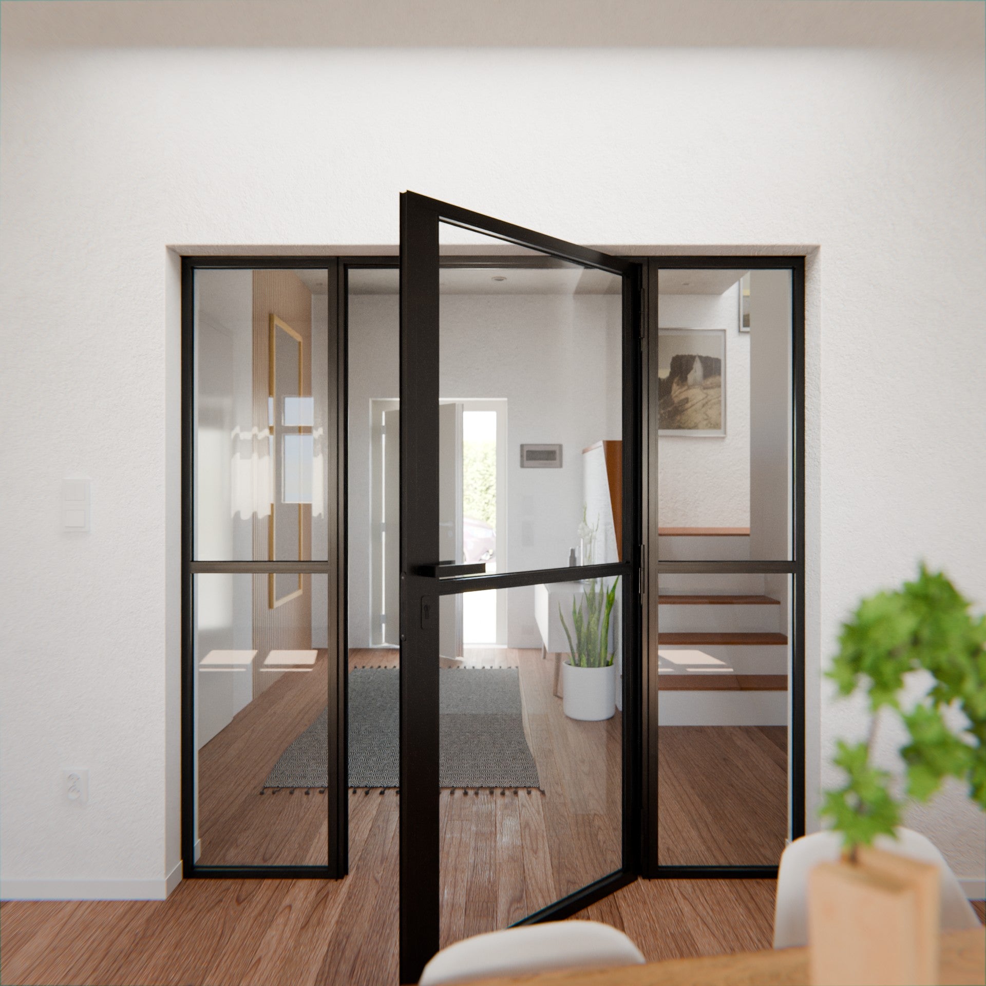 Lofttür LOFT1, Klarglas, Schwarz