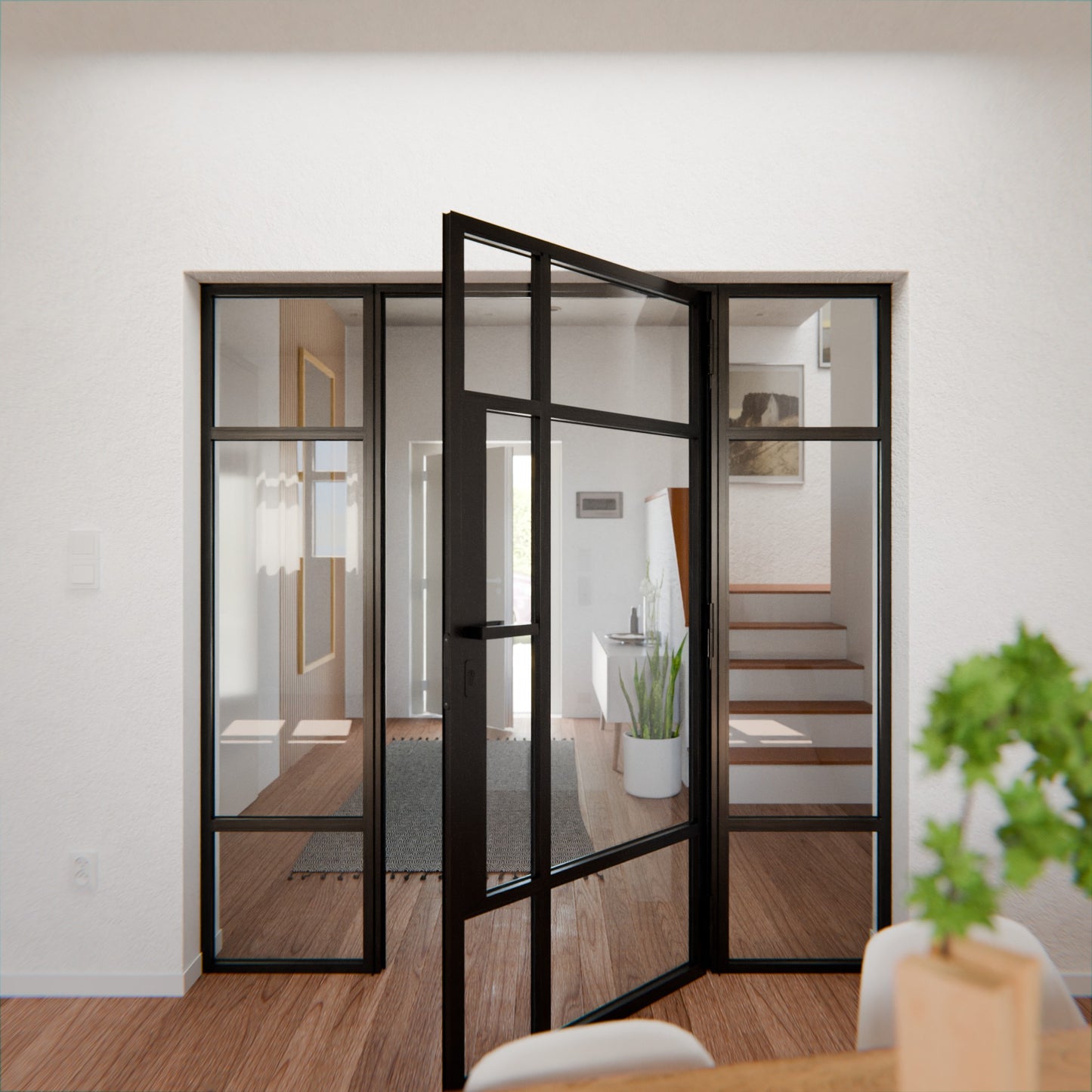 Lofttür LOFT10, Klarglas, Schwarz