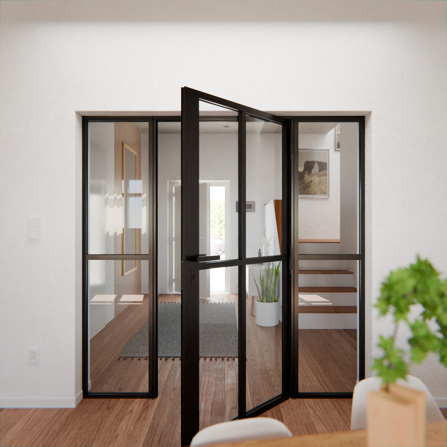 Lofttür LOFT2, Klarglas, Schwarz