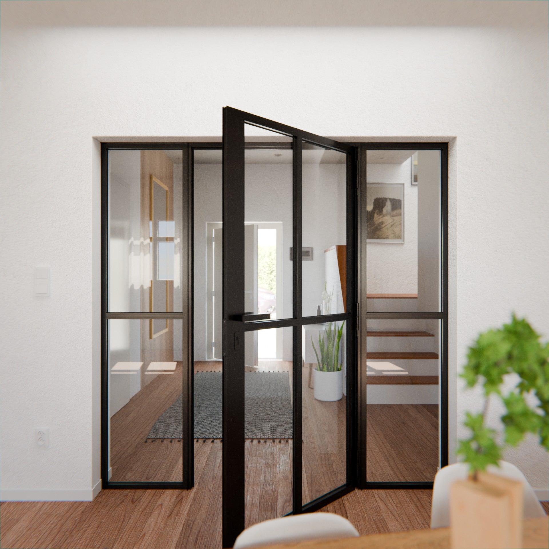 Lofttür LOFT2, Klarglas, Schwarz