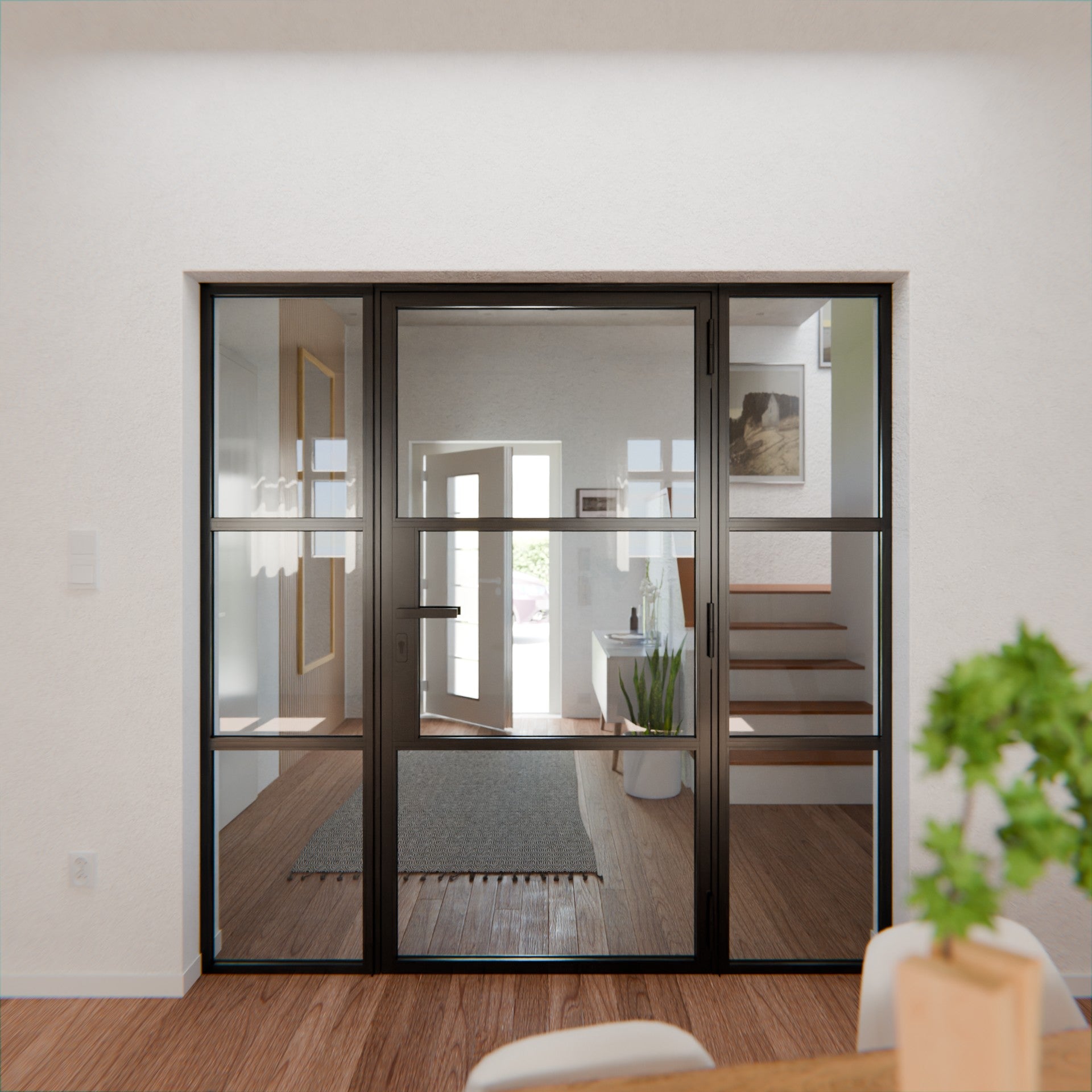 Lofttür LOFT3, Glas, Schwarz